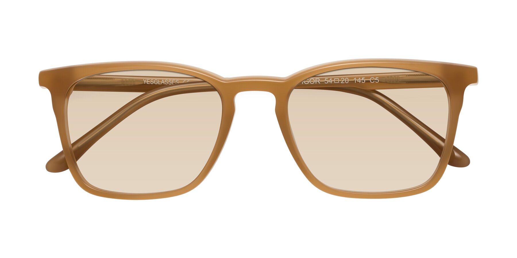 Folded Front of Vigor in Caramel with Light Brown Tinted Lenses