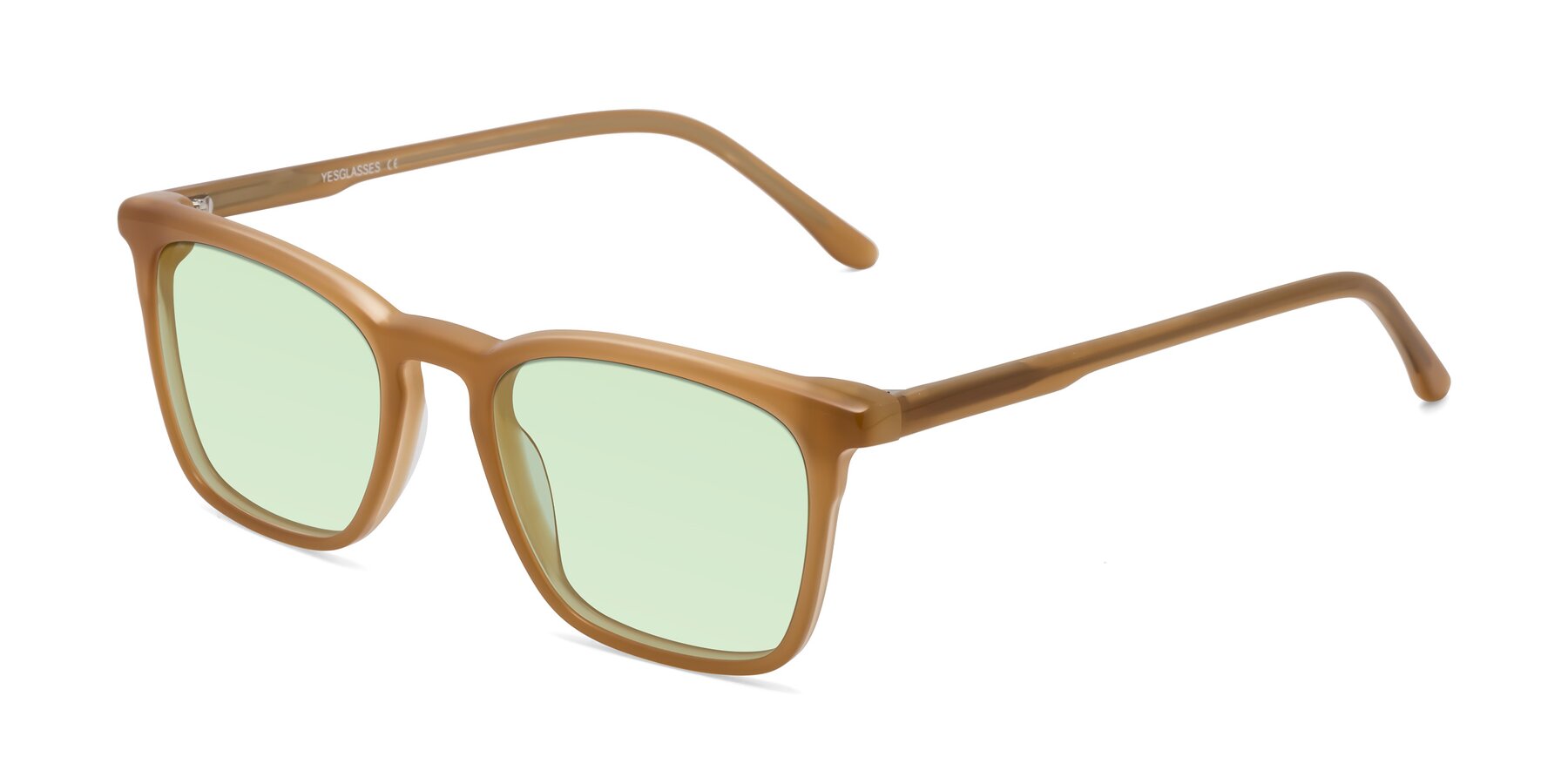 Angle of Vigor in Caramel with Light Green Tinted Lenses