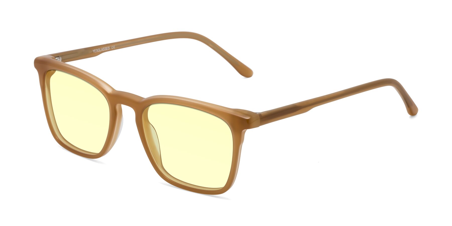 Angle of Vigor in Caramel with Light Yellow Tinted Lenses