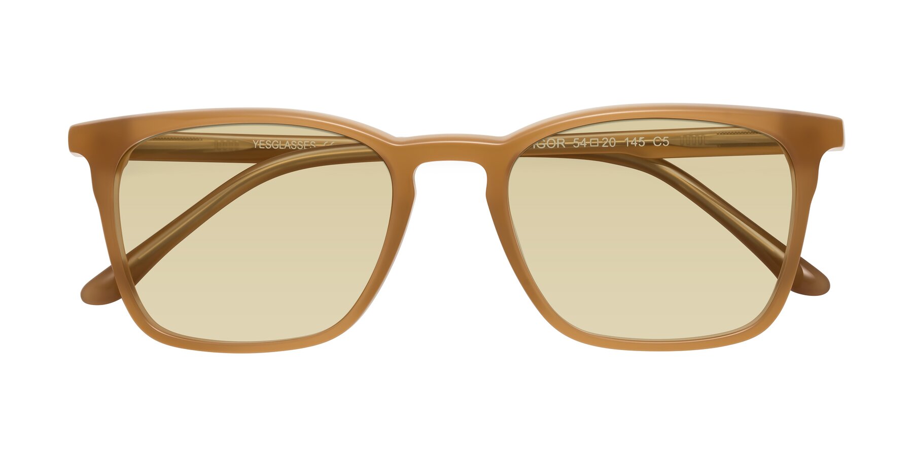 Folded Front of Vigor in Caramel with Light Champagne Tinted Lenses