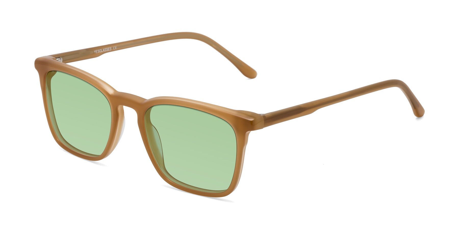 Angle of Vigor in Caramel with Medium Green Tinted Lenses