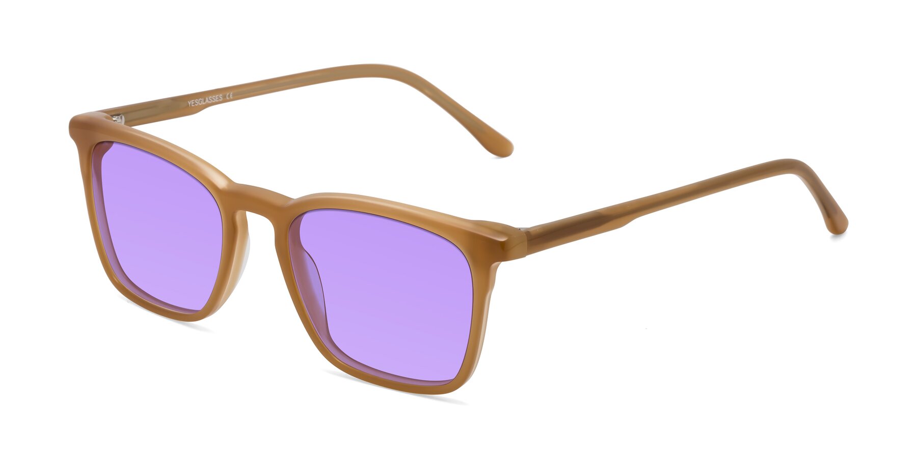 Angle of Vigor in Caramel with Medium Purple Tinted Lenses