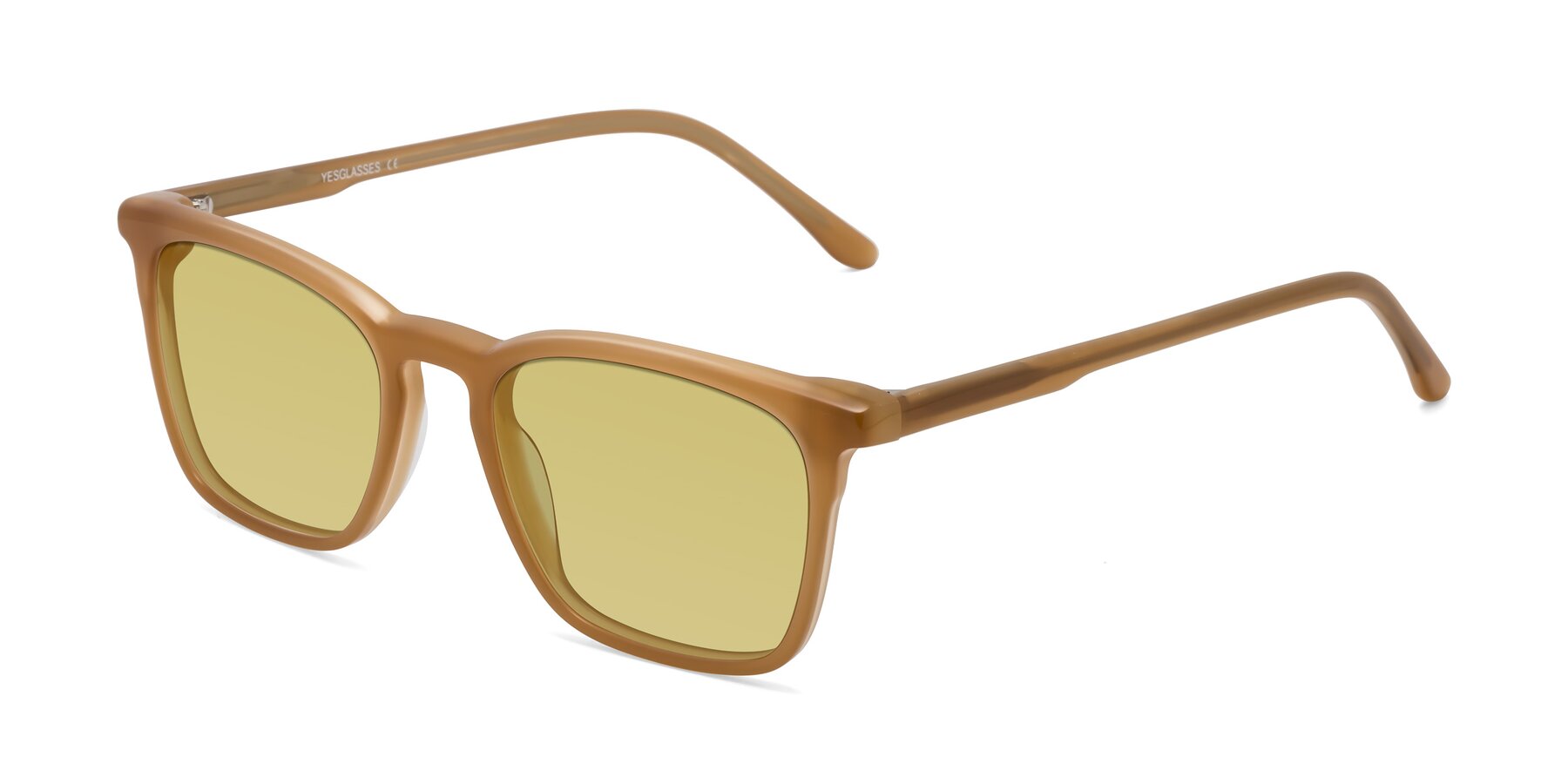 Angle of Vigor in Caramel with Medium Champagne Tinted Lenses