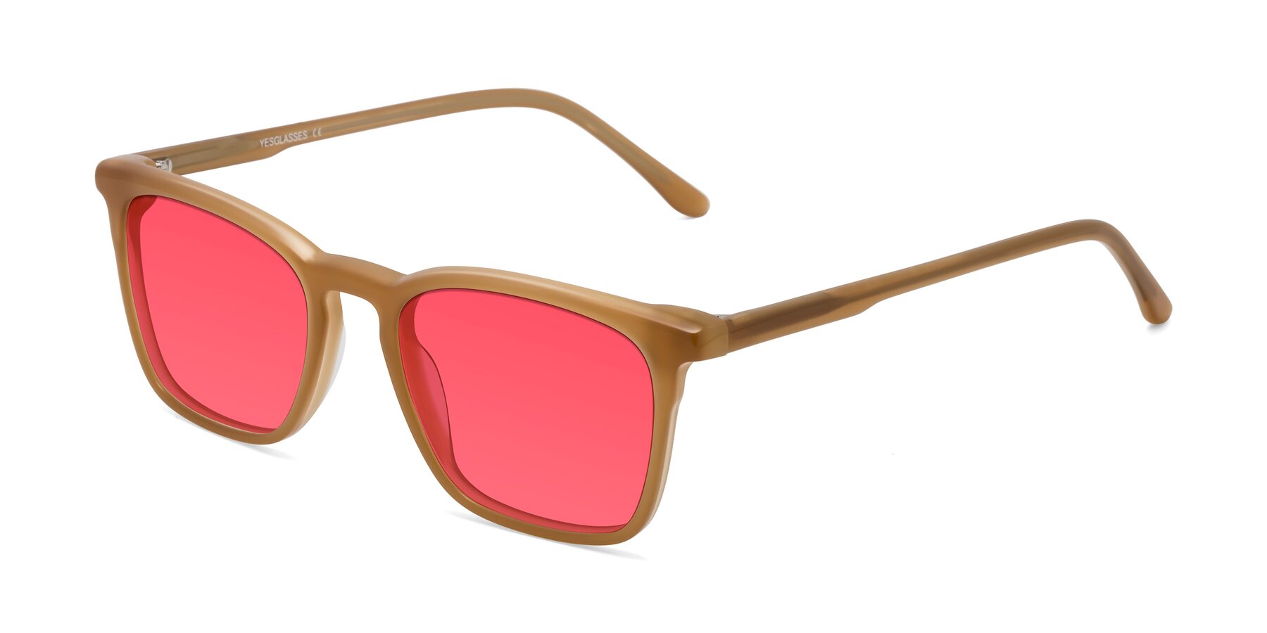 Angle of Vigor in Caramel with Red Tinted Lenses