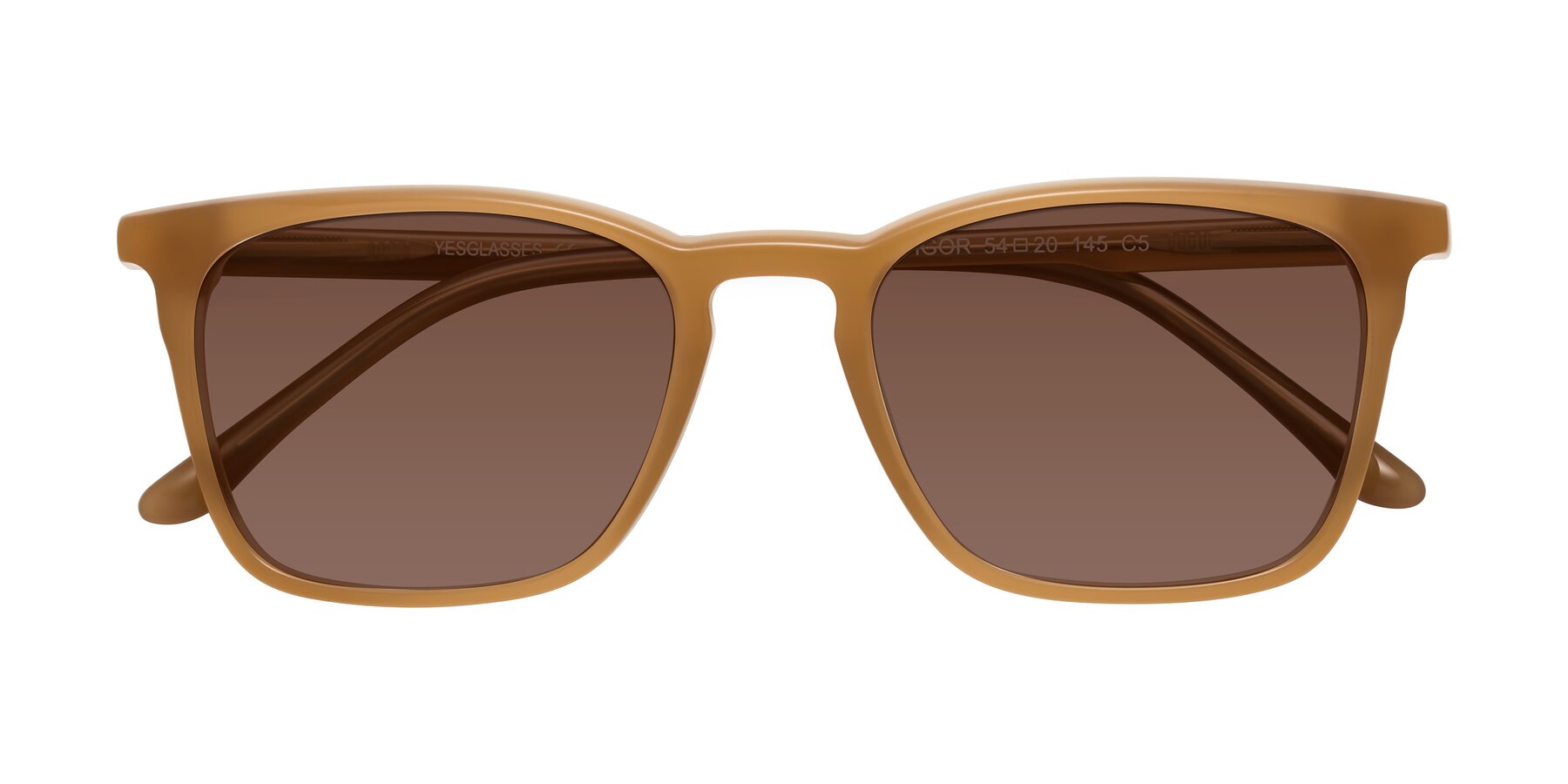 Folded Front of Vigor in Caramel with Brown Tinted Lenses