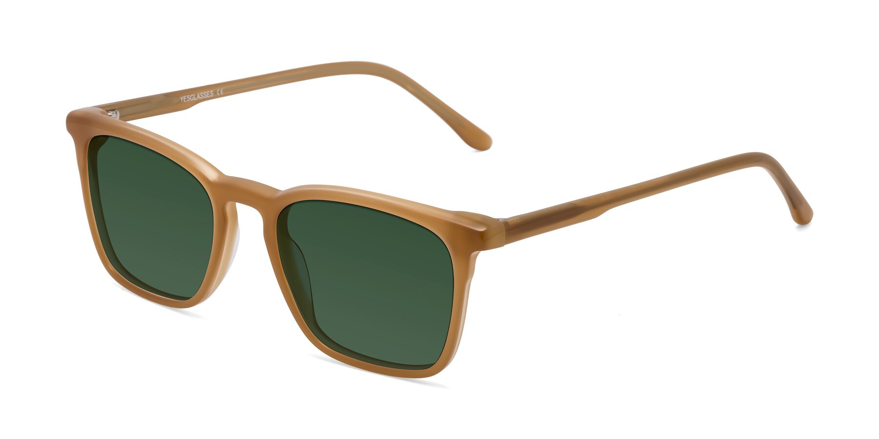 Angle of Vigor in Caramel with Green Tinted Lenses