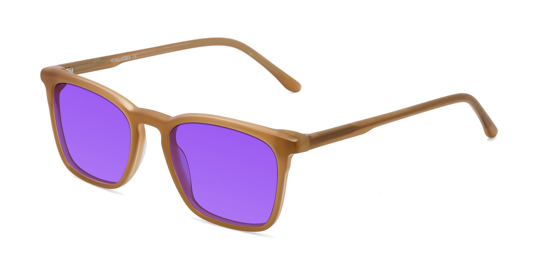 Angle of Vigor in Caramel with Purple Tinted Lenses