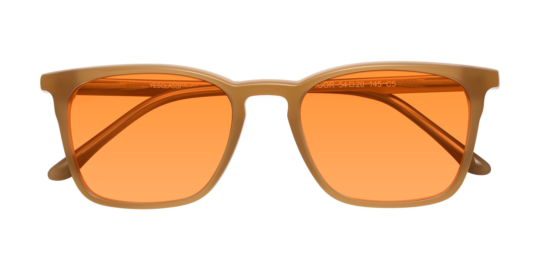 Folded Front of Vigor in Caramel with Orange Tinted Lenses