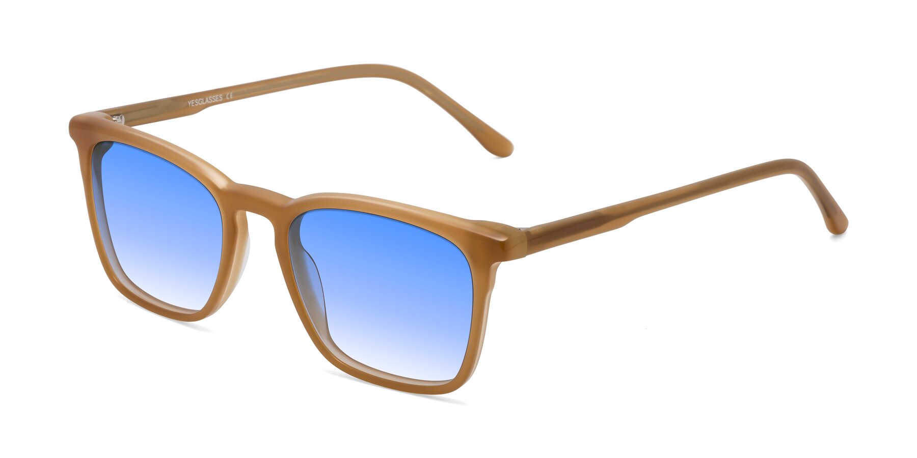 Angle of Vigor in Caramel with Blue Gradient Lenses