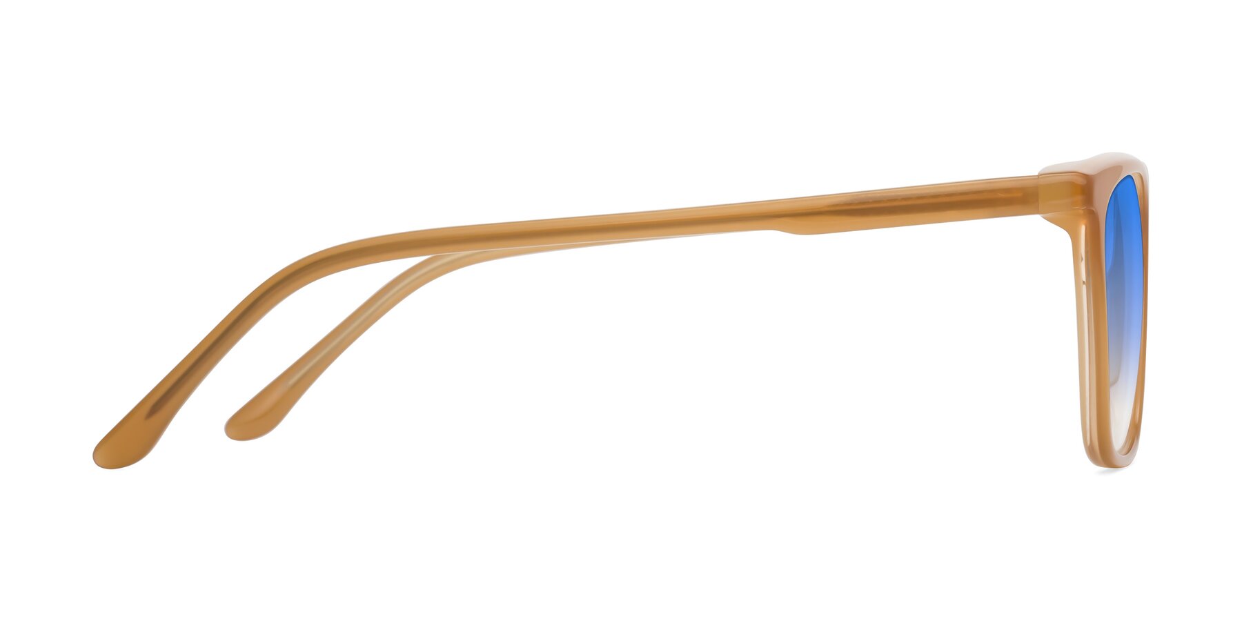 Side of Vigor in Caramel with Blue Gradient Lenses