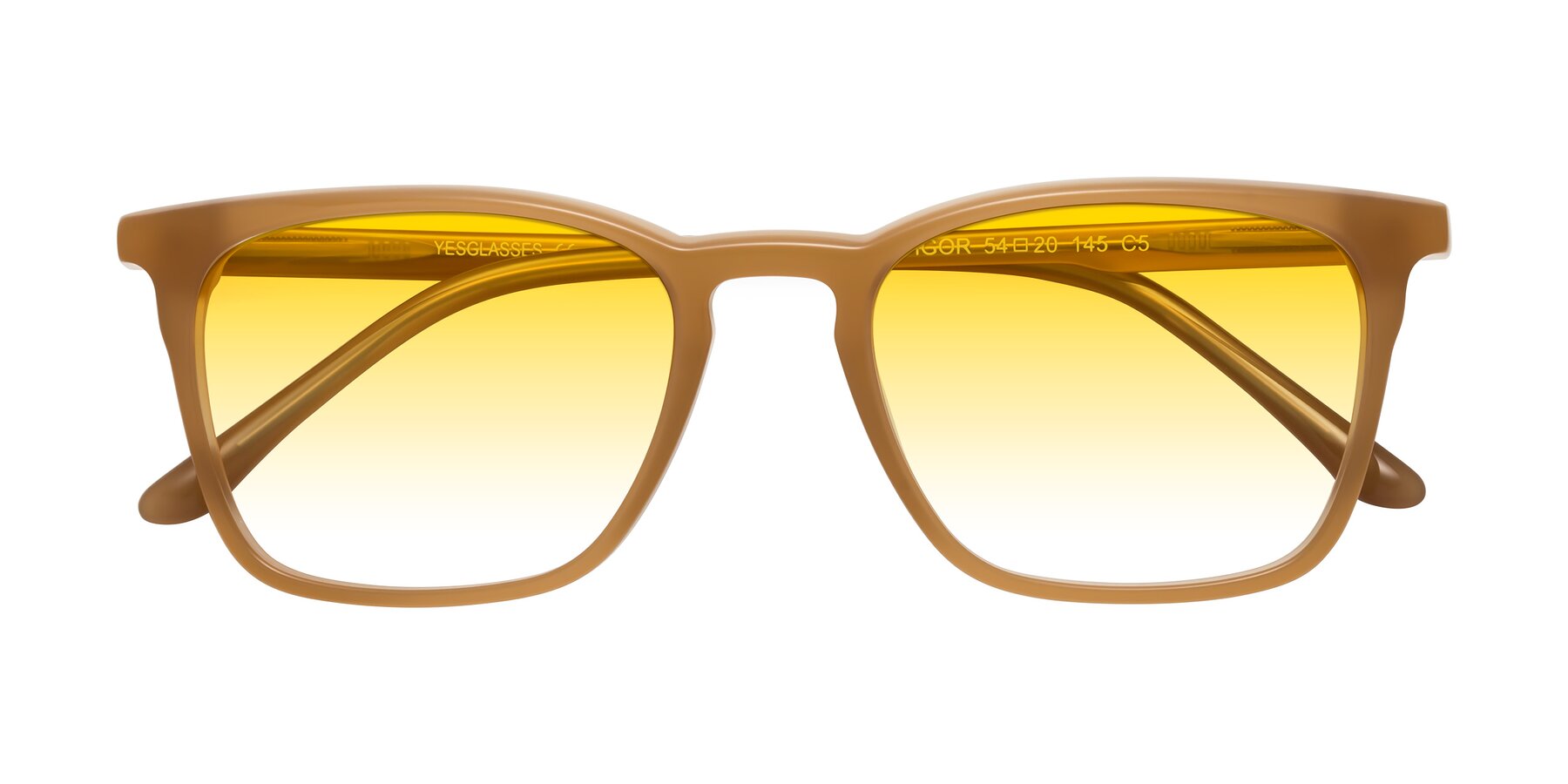 Folded Front of Vigor in Caramel with Yellow Gradient Lenses