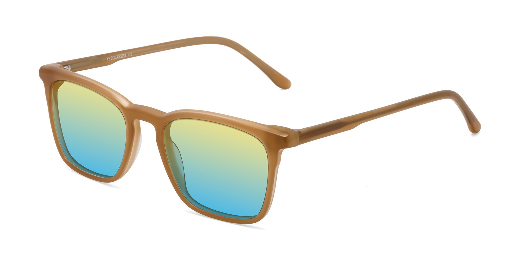 Angle of Vigor in Caramel with Yellow / Blue Gradient Lenses