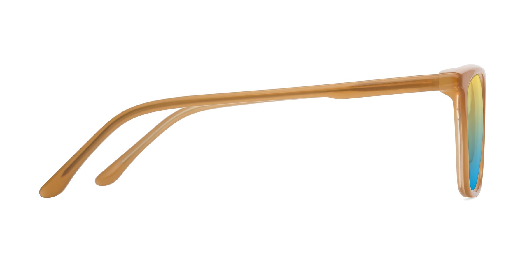 Side of Vigor in Caramel with Yellow / Blue Gradient Lenses