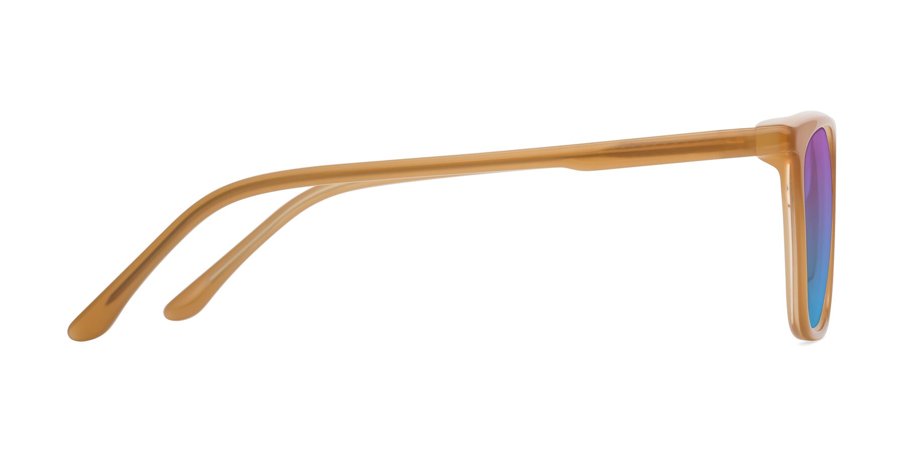 Side of Vigor in Caramel with Purple / Blue Gradient Lenses