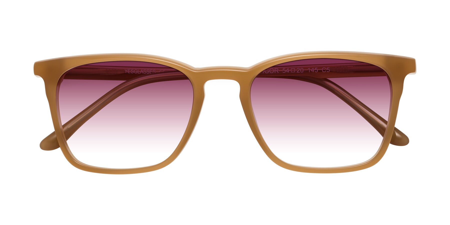 Folded Front of Vigor in Caramel with Wine Gradient Lenses