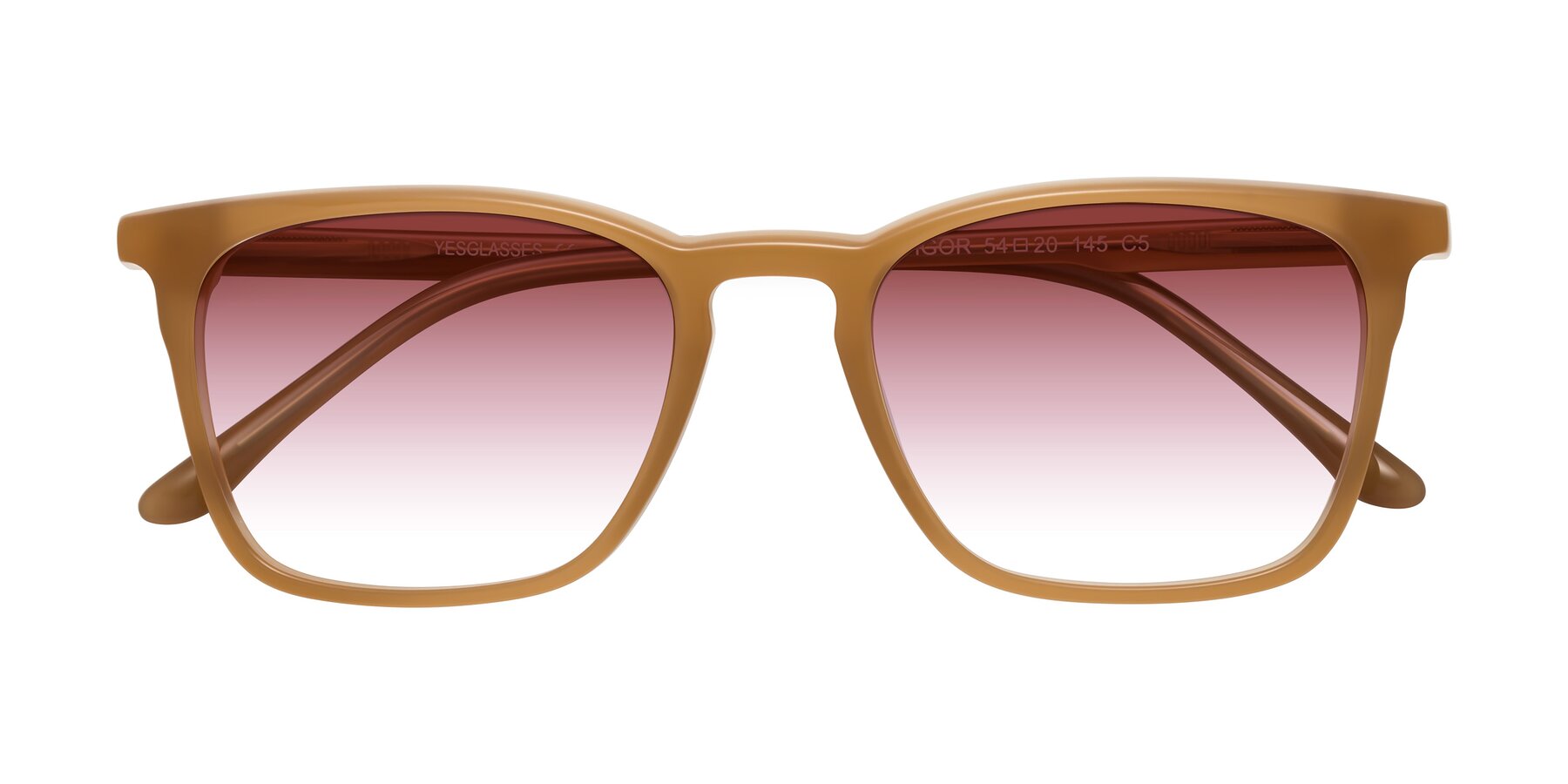 Folded Front of Vigor in Caramel with Garnet Gradient Lenses