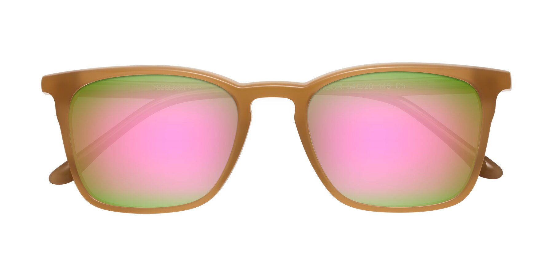 Folded Front of Vigor in Caramel with Pink Mirrored Lenses