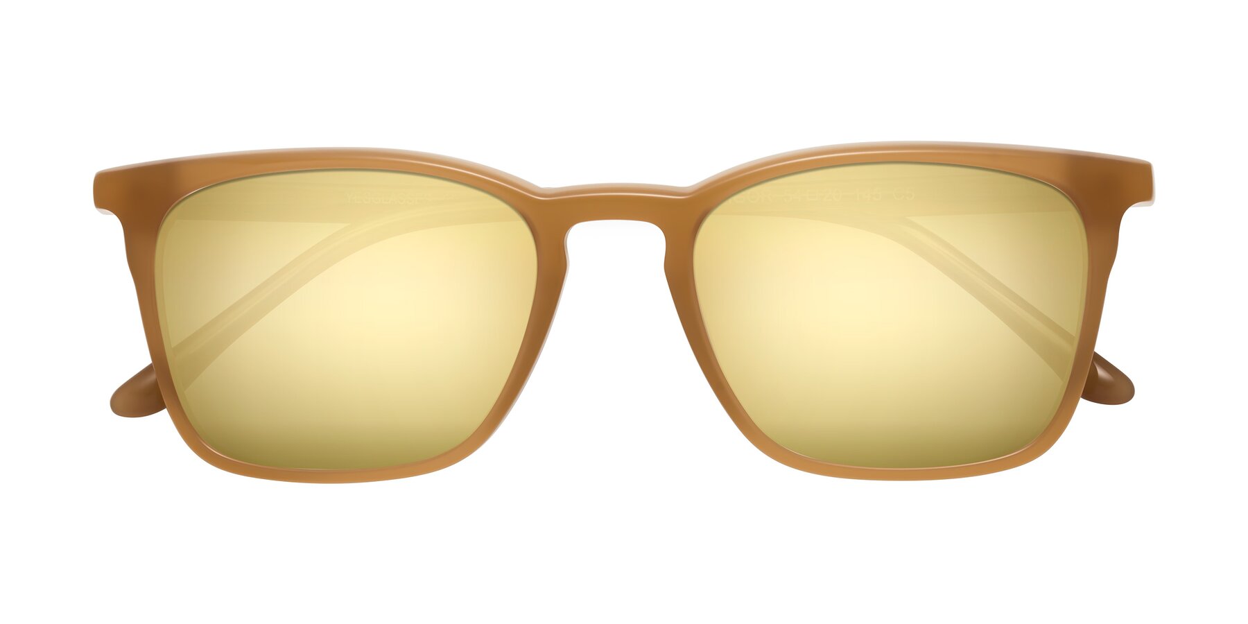 Folded Front of Vigor in Caramel with Gold Mirrored Lenses