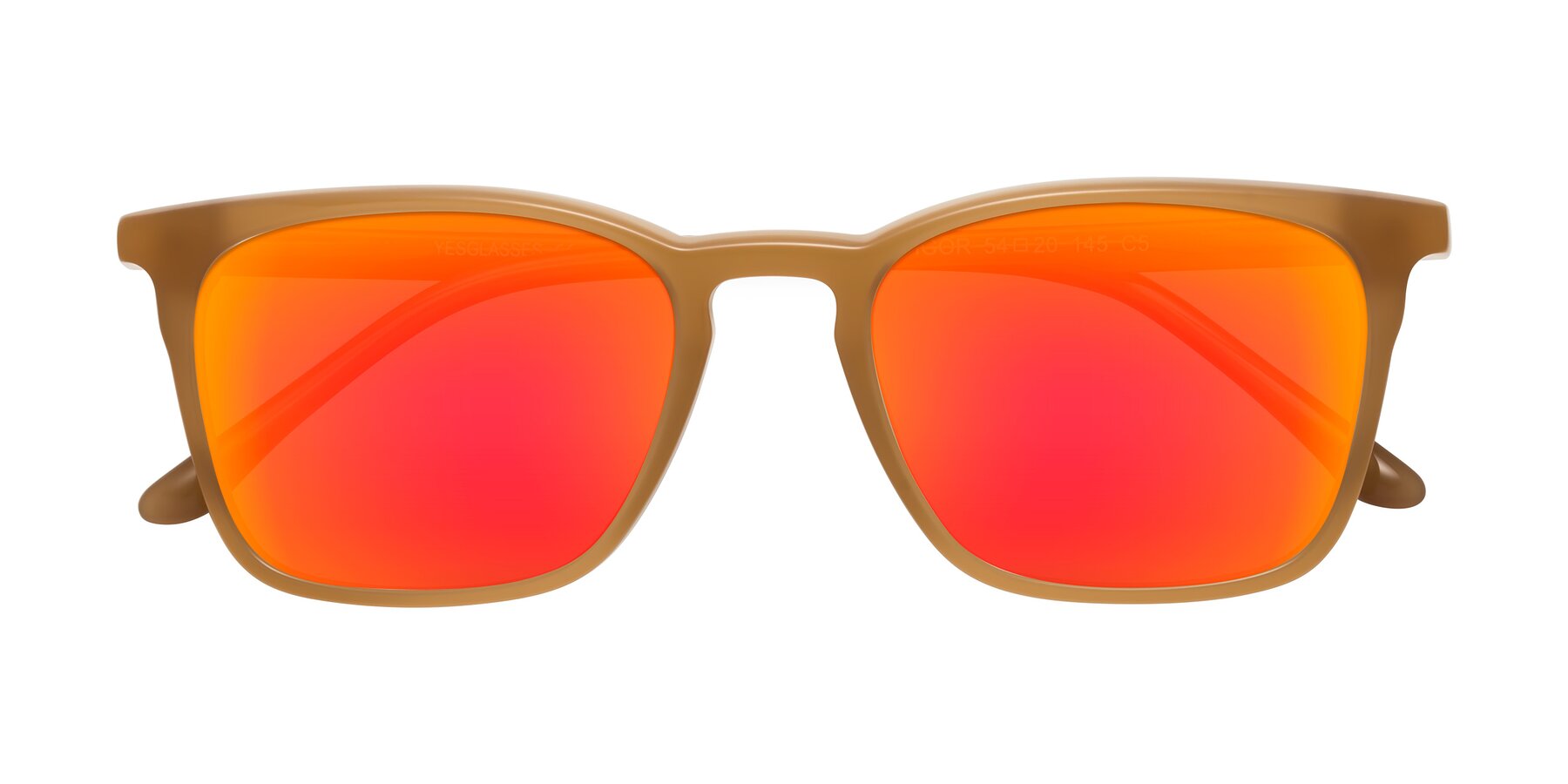 Folded Front of Vigor in Caramel with Red Gold Mirrored Lenses