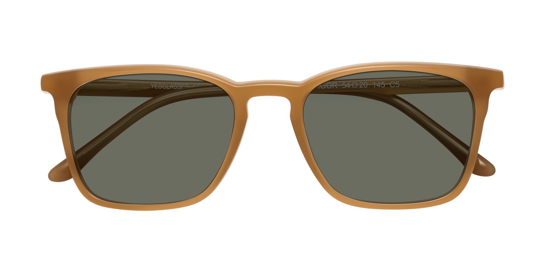 Folded Front of Vigor in Caramel with Gray Polarized Lenses