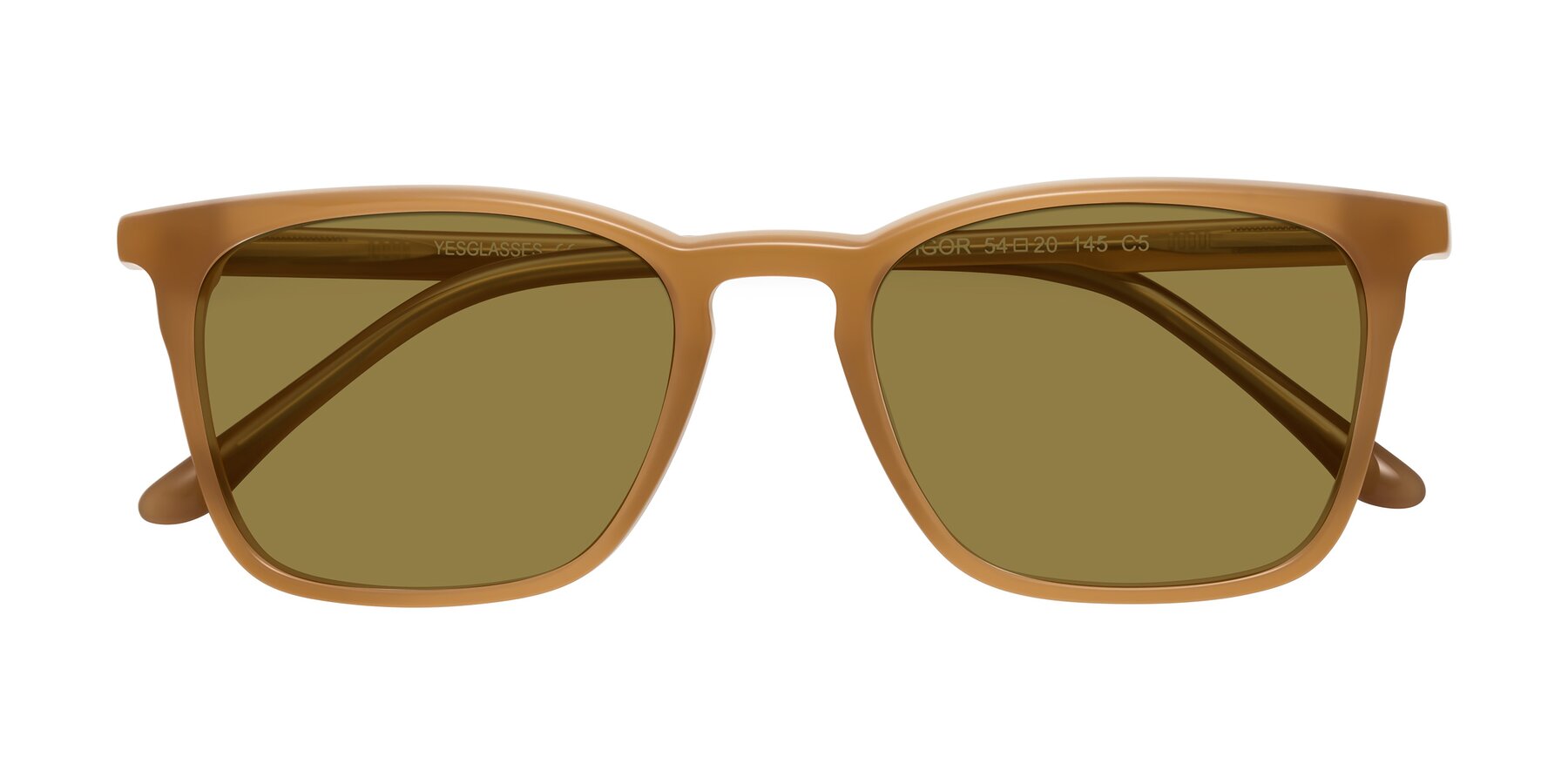 Folded Front of Vigor in Caramel with Brown Polarized Lenses