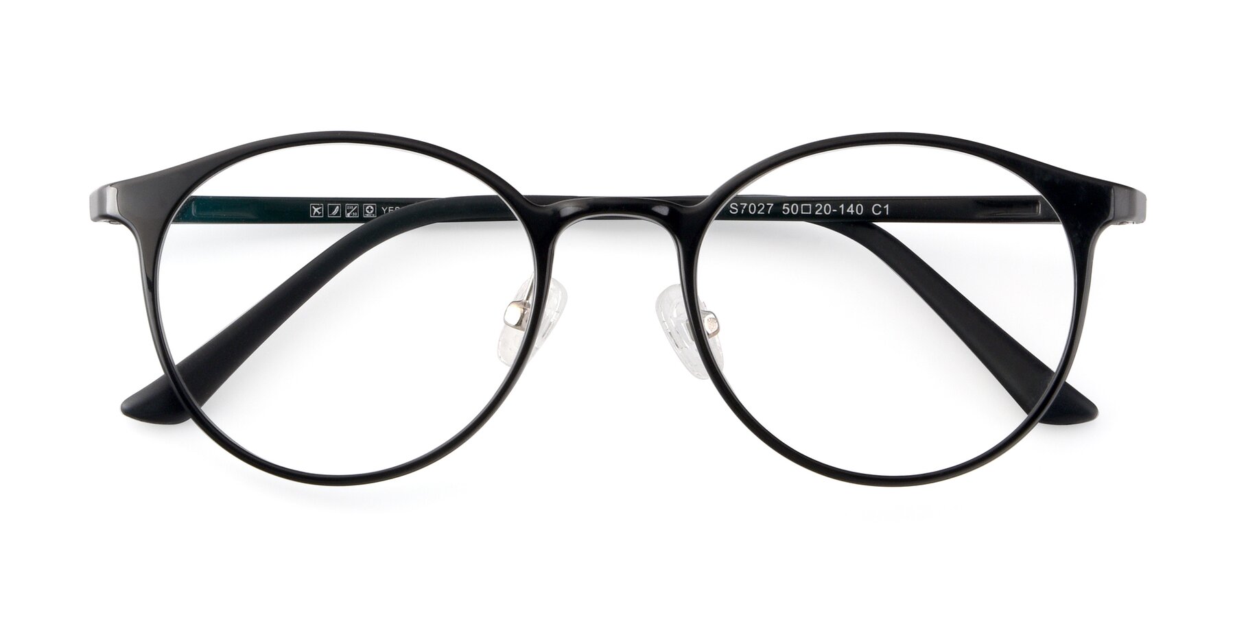 Folded Front of S7027 in Black with Clear Eyeglass Lenses