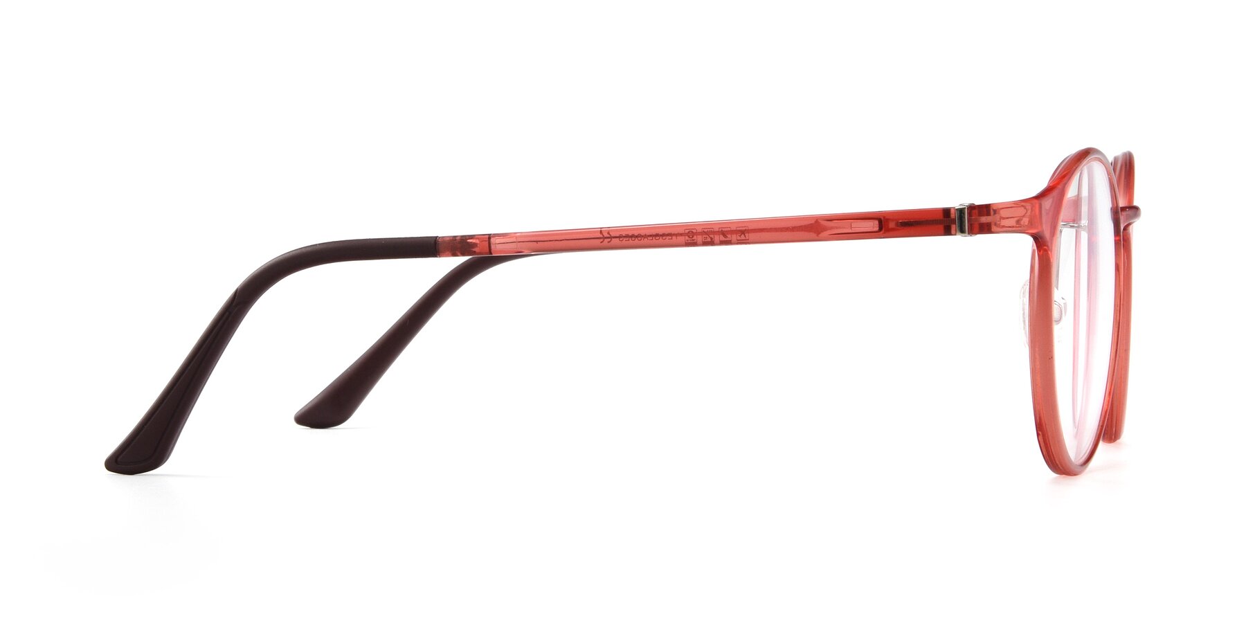 Side of S7027 in Transparent Red with Clear Blue Light Blocking Lenses