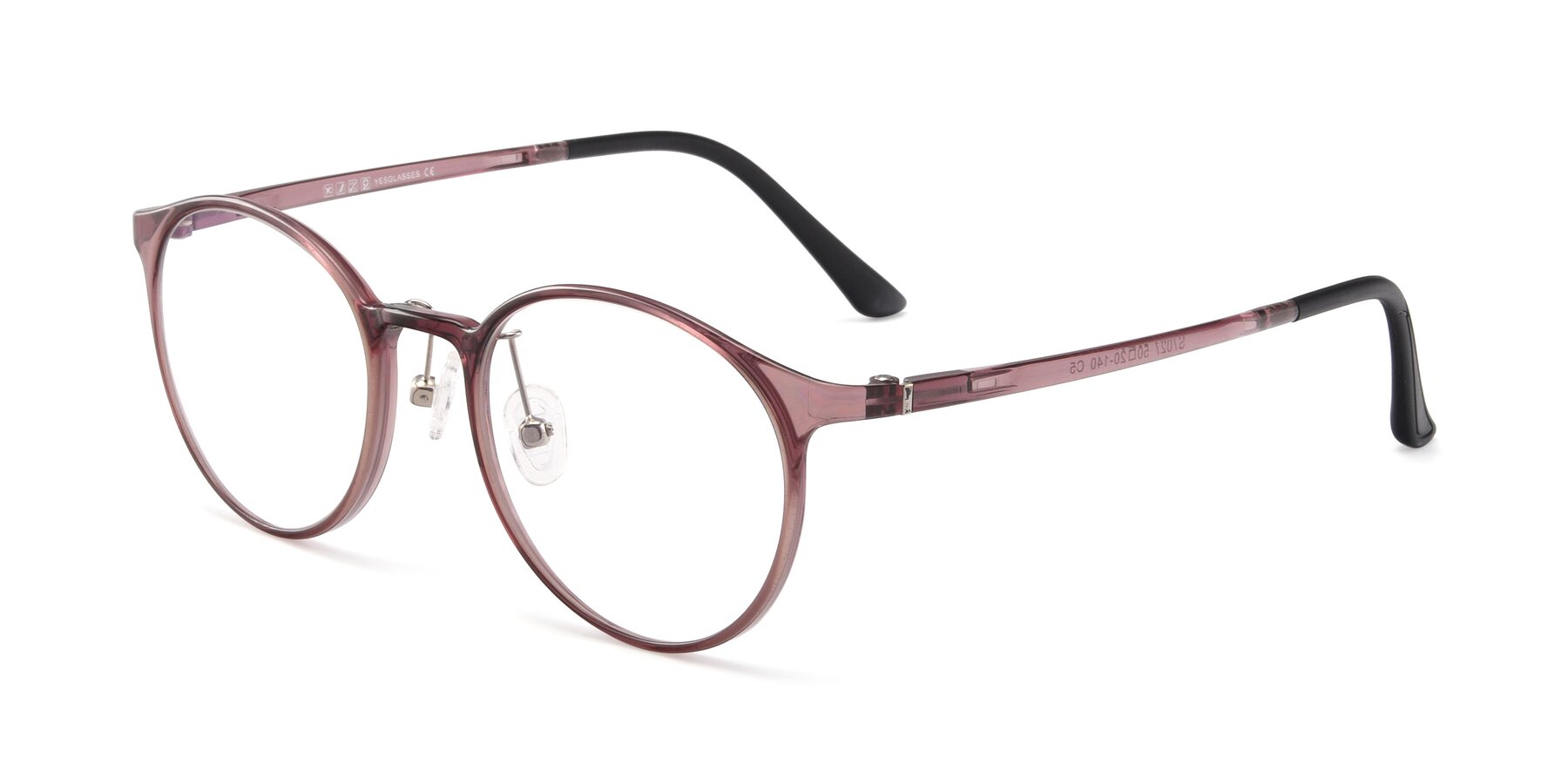 Angle of S7027 in Transparent Brown with Clear Eyeglass Lenses
