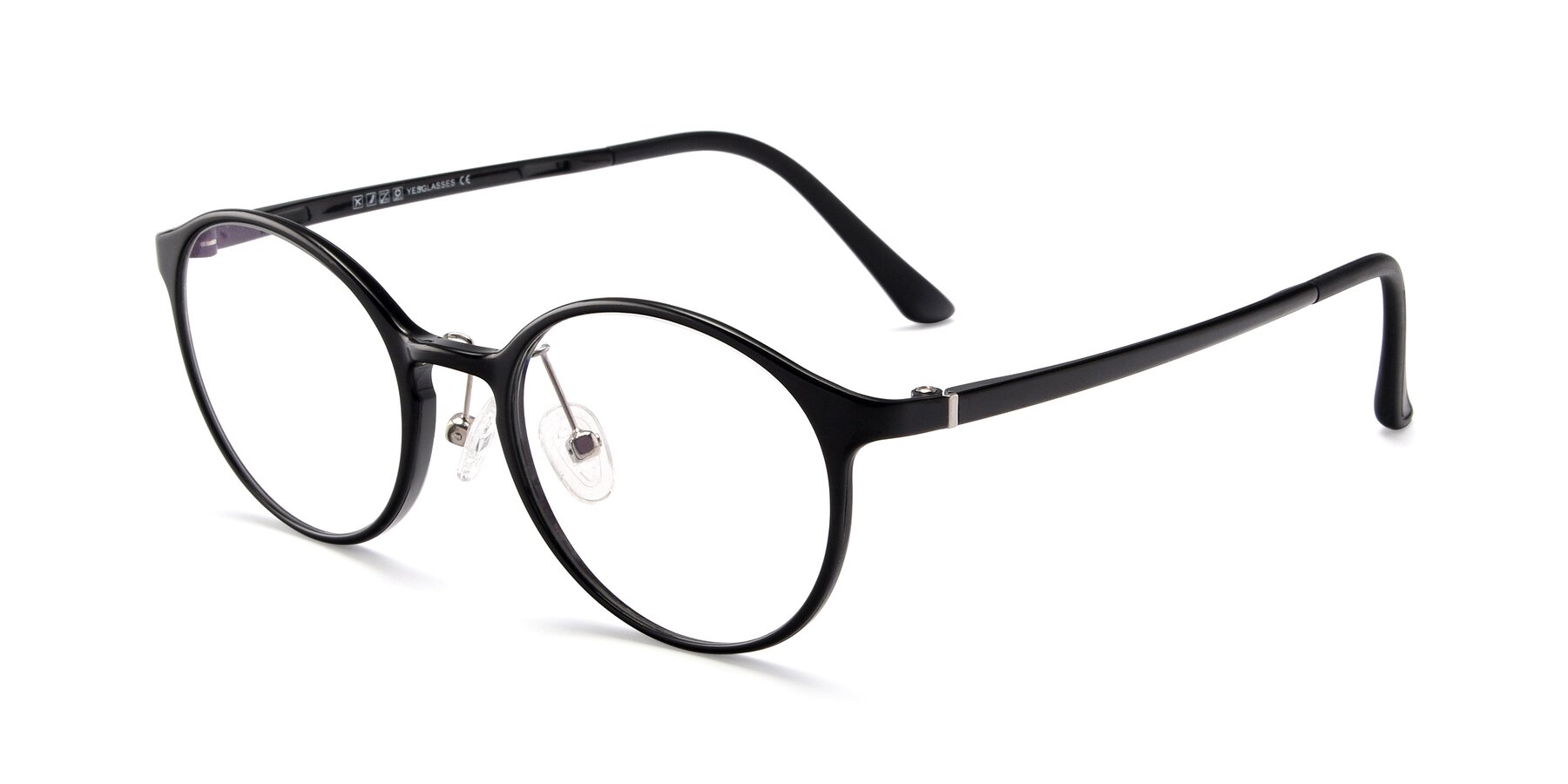 Angle of S7039 in Black with Clear Reading Eyeglass Lenses