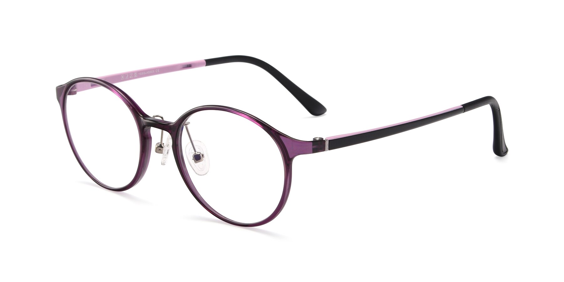 Angle of S7039 in Purple-Pink with Clear Reading Eyeglass Lenses
