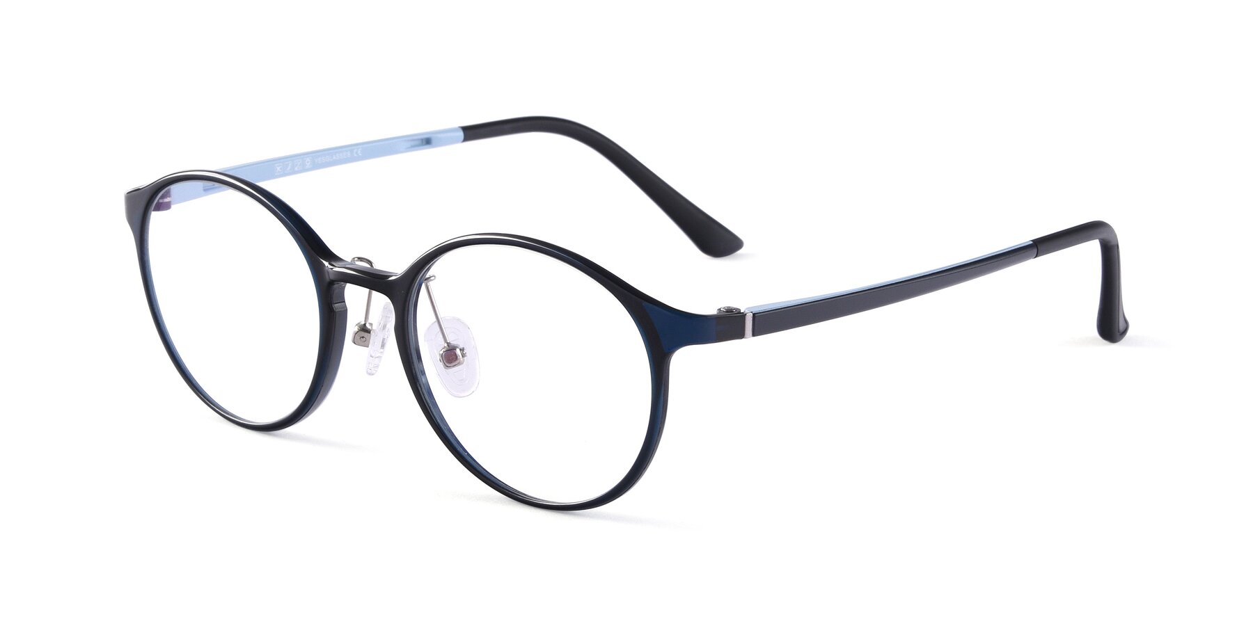 Angle of S7039 in Black-Blue with Clear Reading Eyeglass Lenses