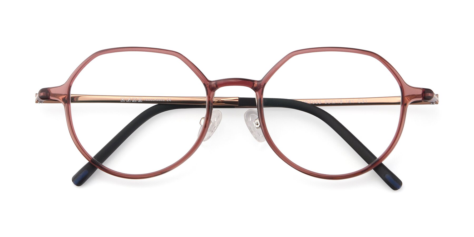 Folded Front of IP7033 in Brown with Clear Reading Eyeglass Lenses