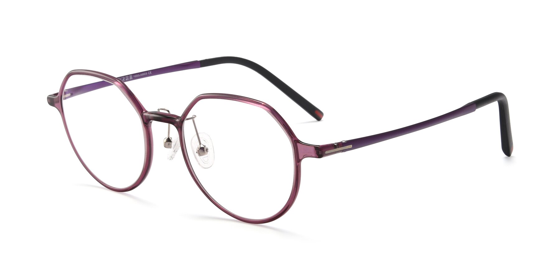 Angle of IP7033 in Purple with Clear Blue Light Blocking Lenses