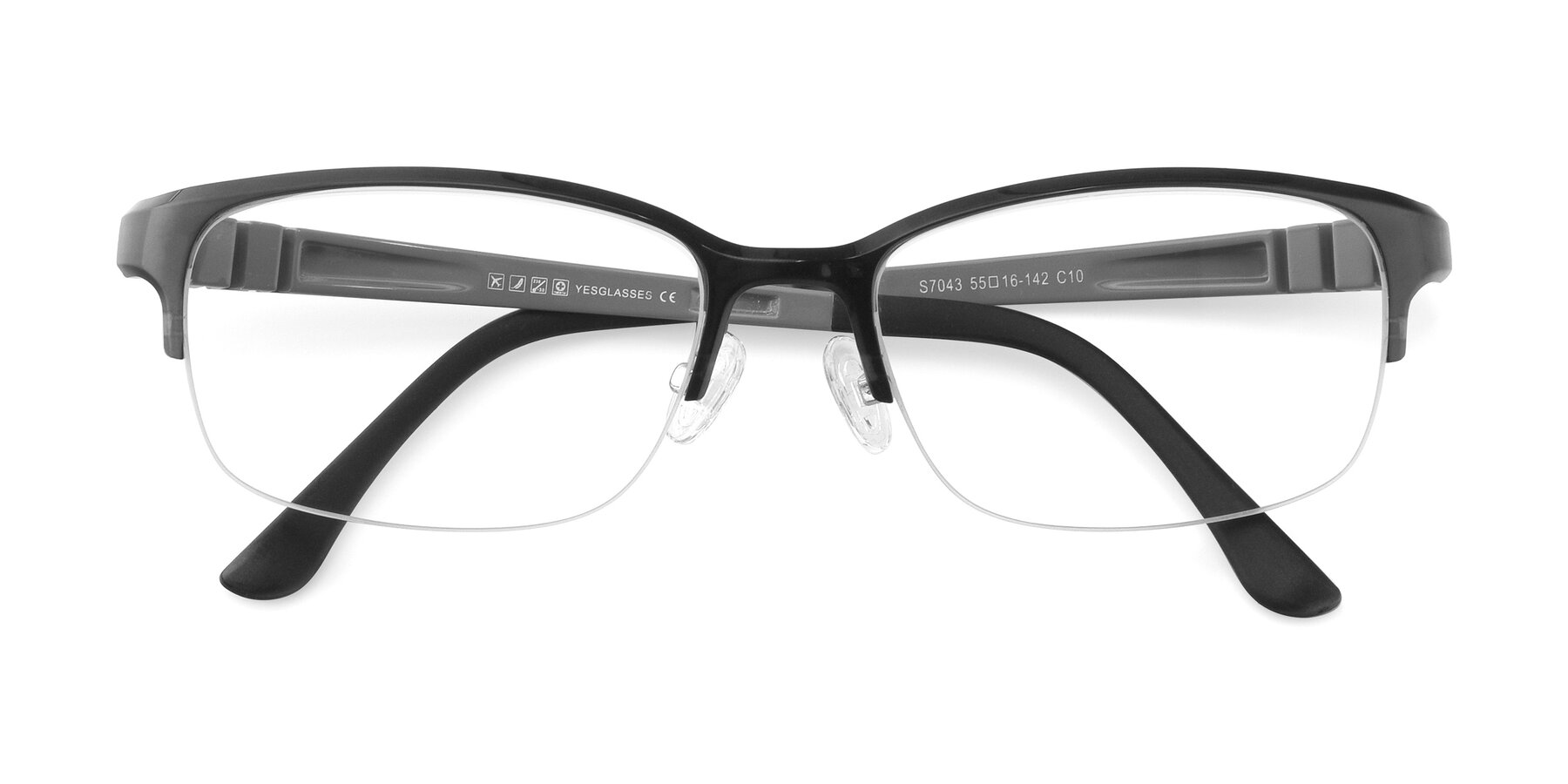 Folded Front of S7043 in Gray with Clear Blue Light Blocking Lenses