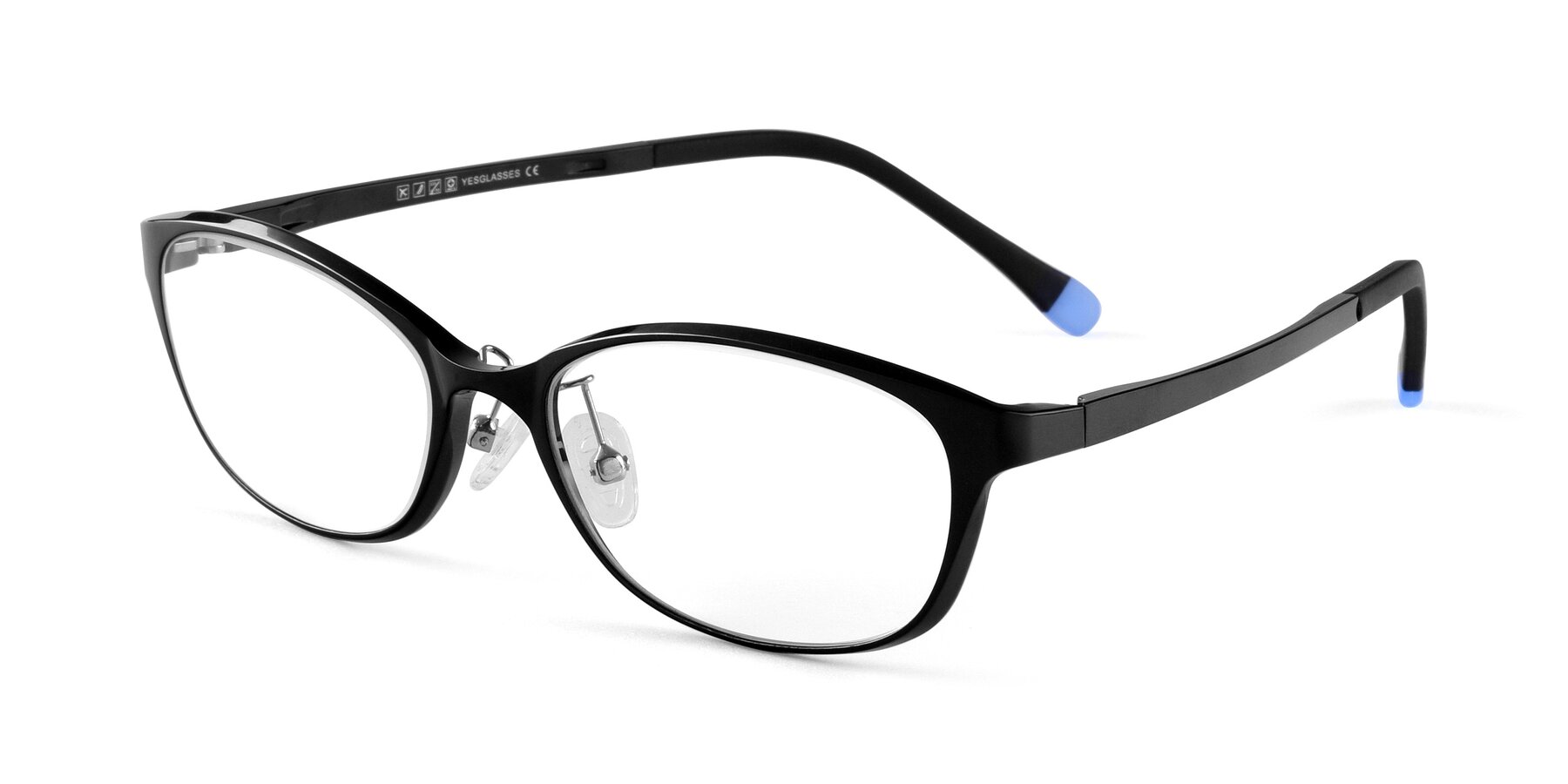 Angle of S7040 in Black with Clear Reading Eyeglass Lenses