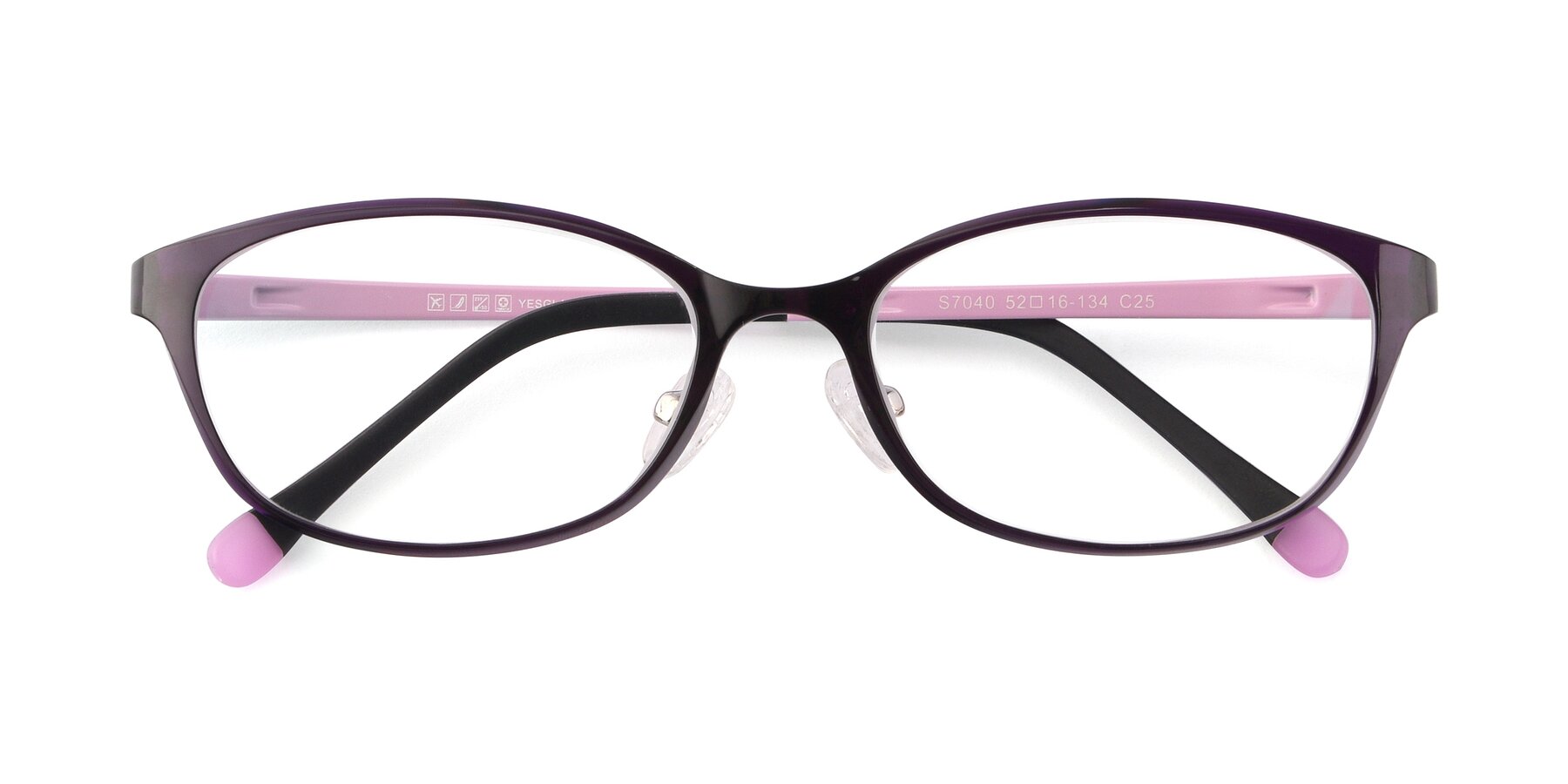 Folded Front of S7040 in Brown-Pink with Clear Eyeglass Lenses