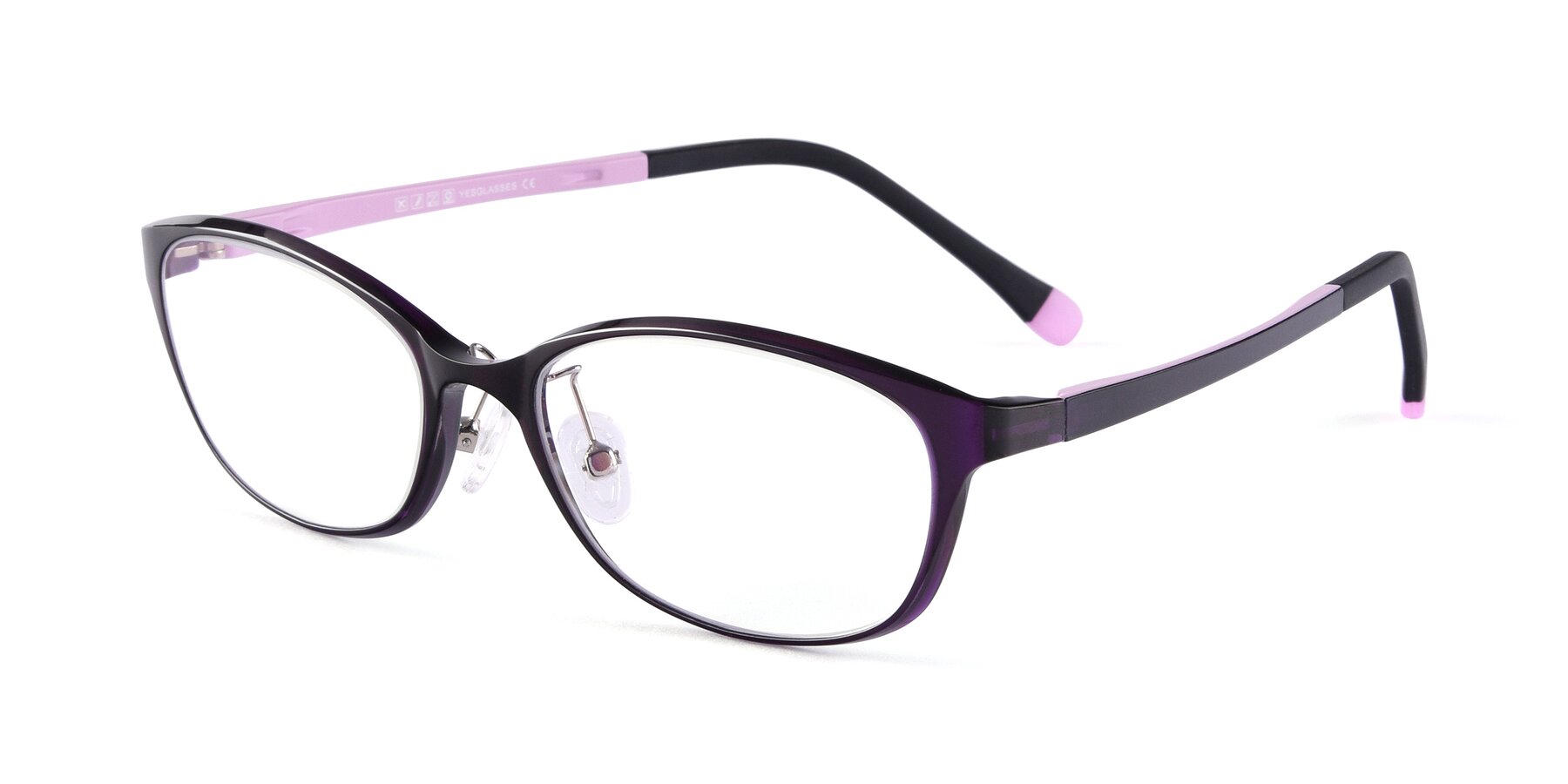 Angle of S7040 in Brown-Pink with Clear Eyeglass Lenses