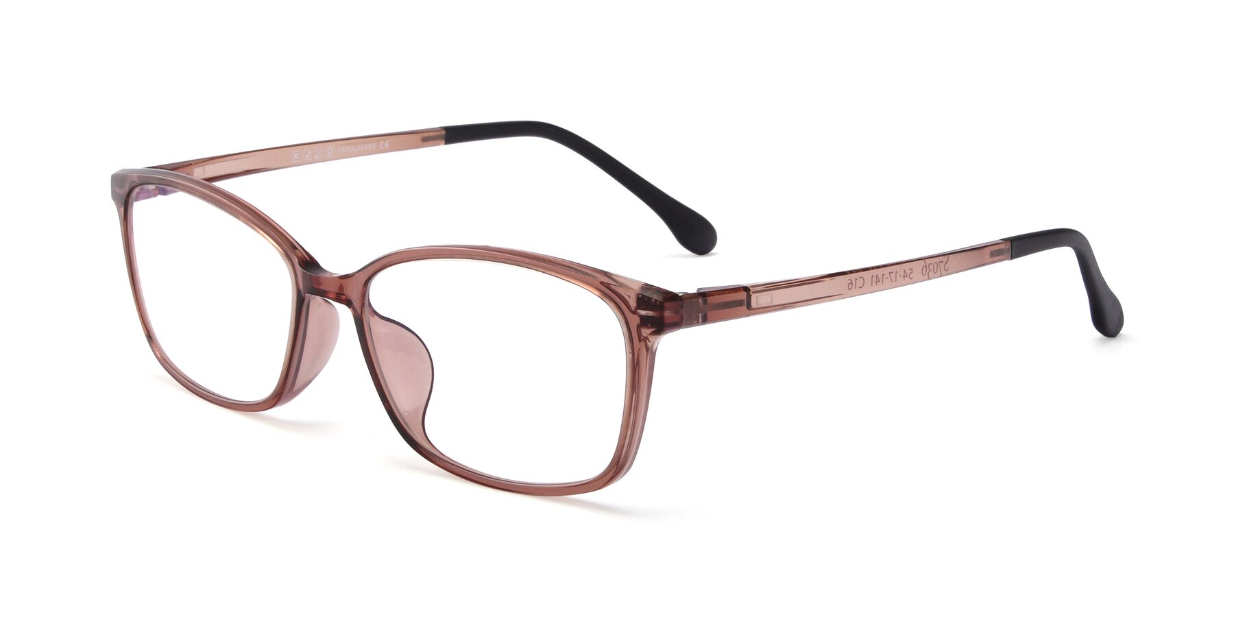 Angle of S7036 in Transparent Brown with Clear Reading Eyeglass Lenses
