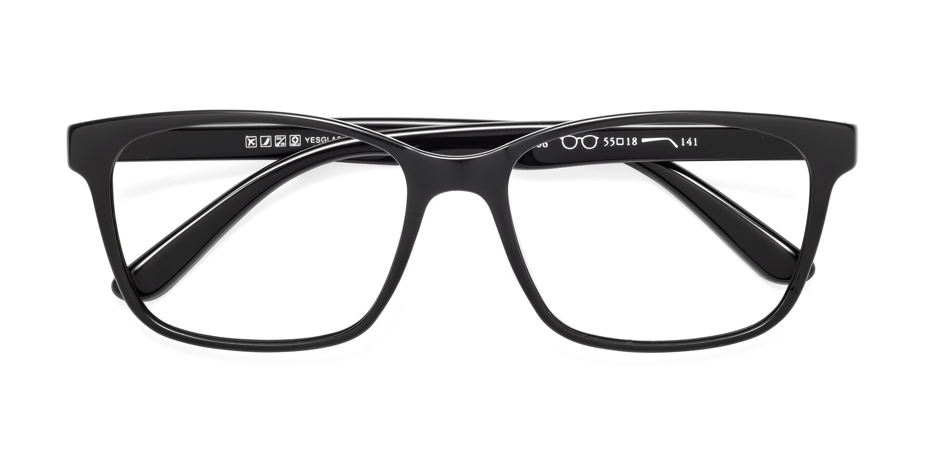 Folded Front of 8206 in Black with Clear Eyeglass Lenses