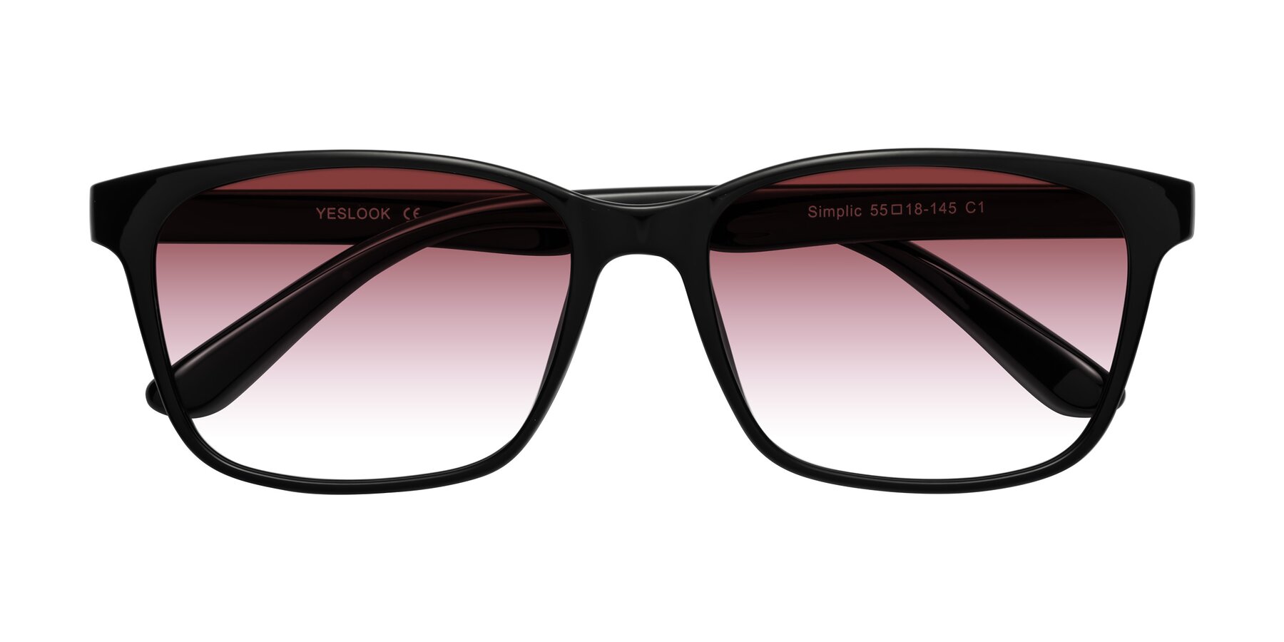 Folded Front of Simplic in Black with Garnet Gradient Lenses
