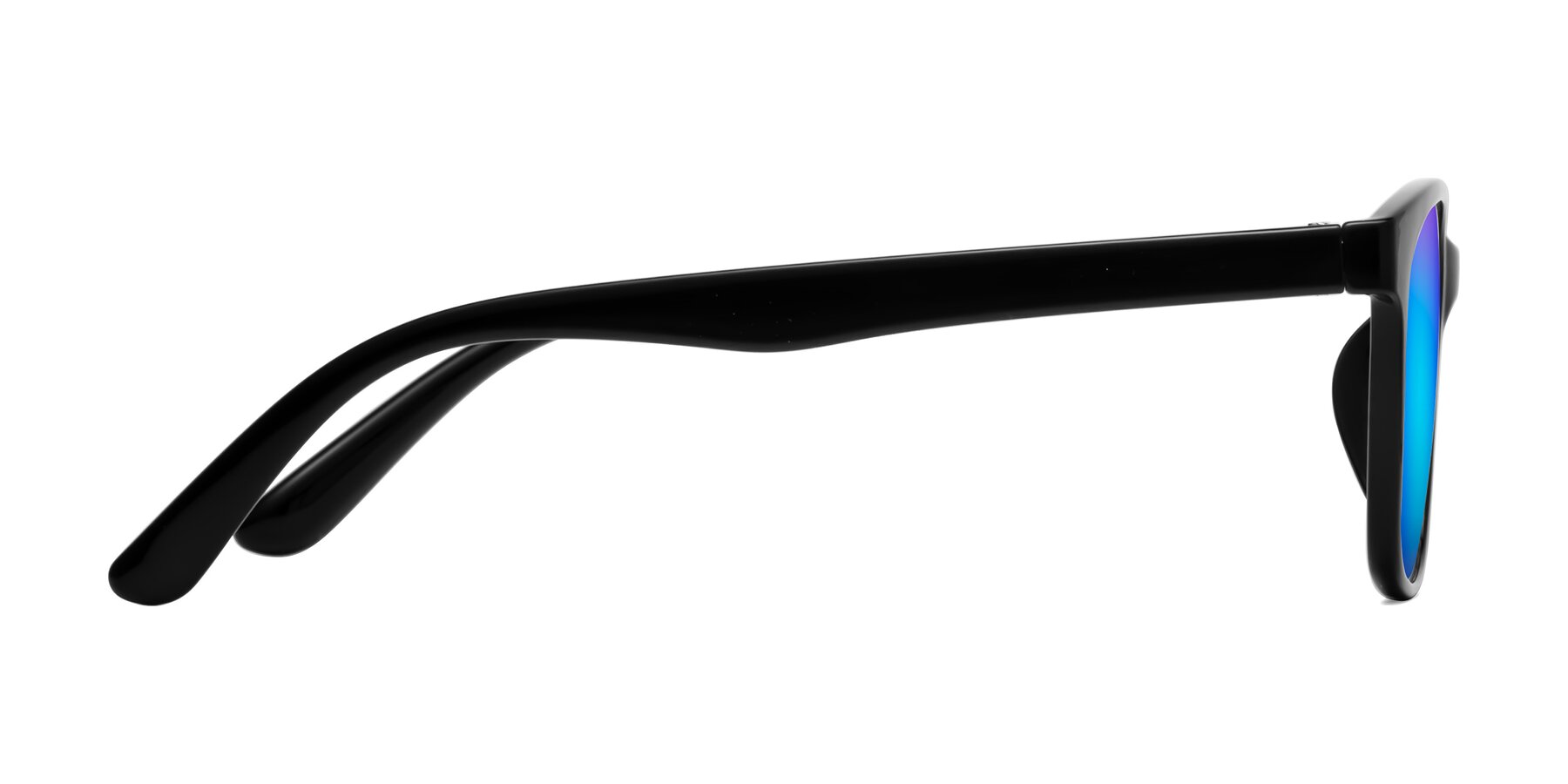 Side of Simplic in Black with Blue Mirrored Lenses