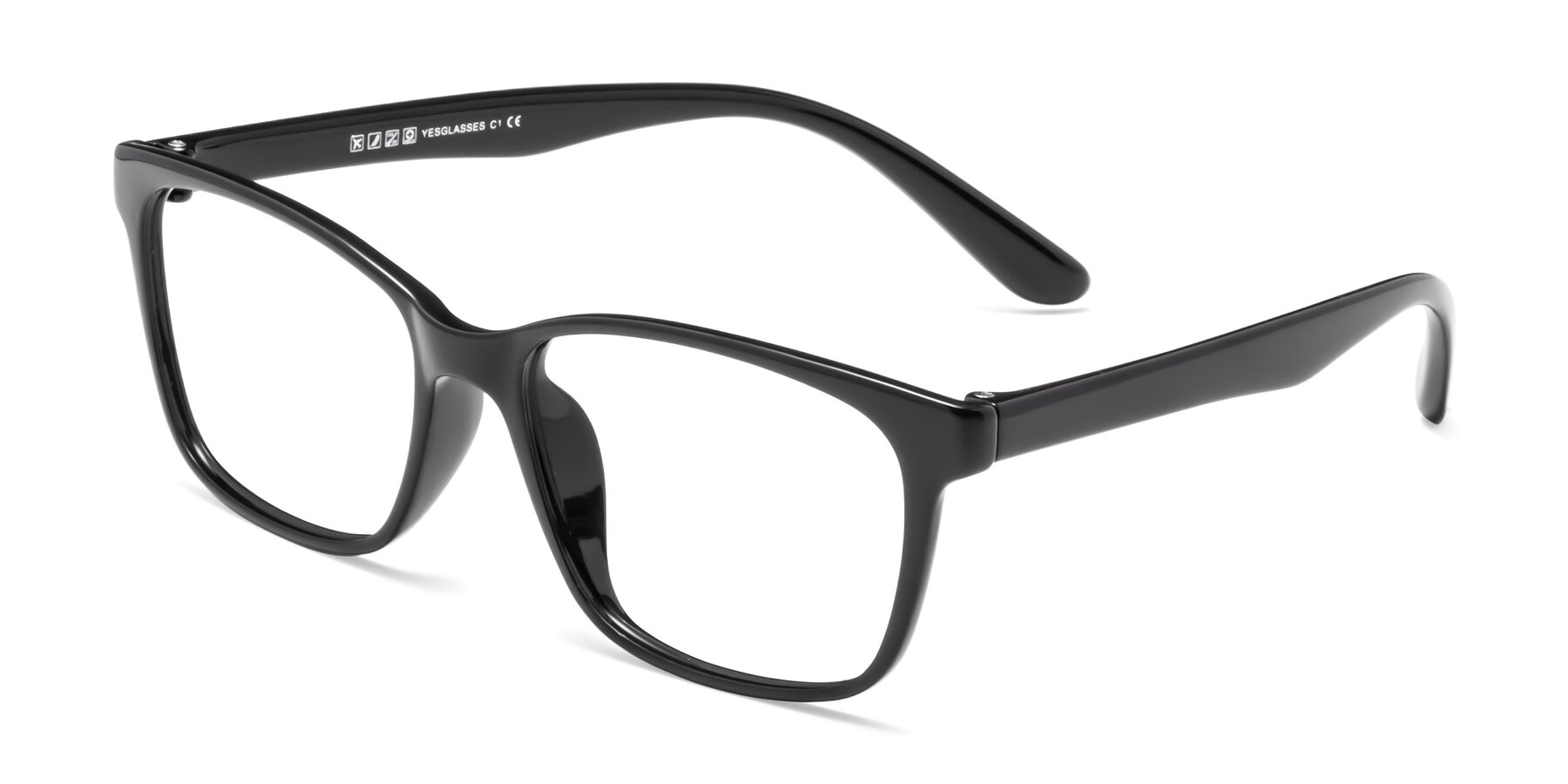 Angle of 8206 in Matte Black with Clear Reading Eyeglass Lenses