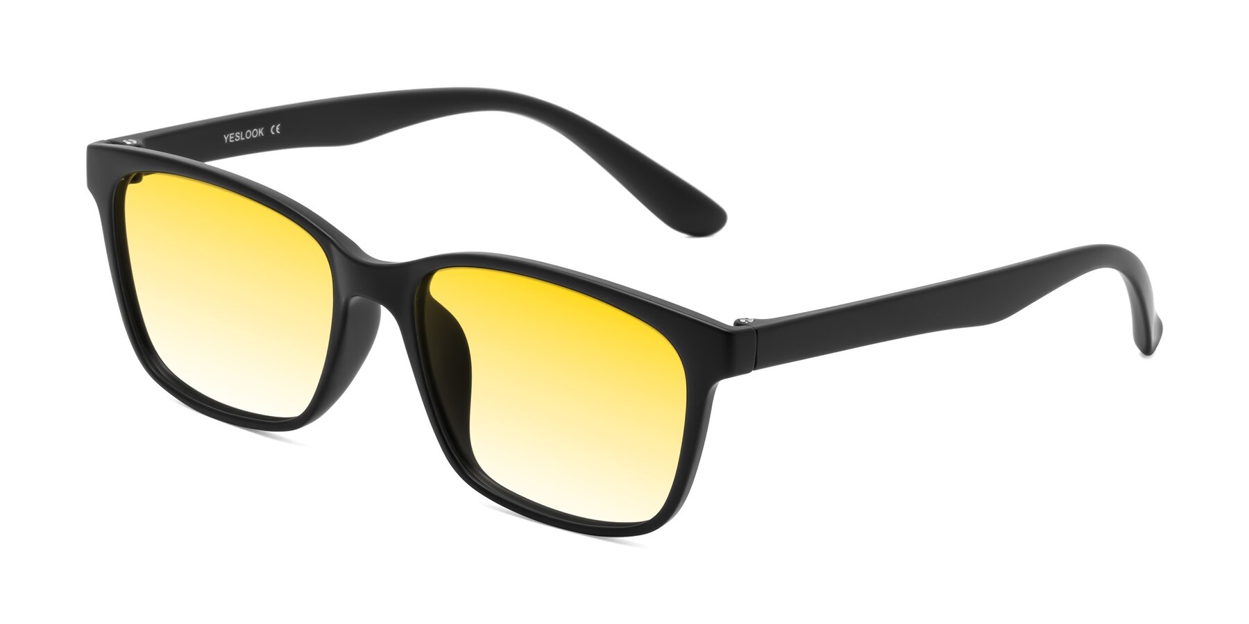 Angle of Simplic in Matte Black with Yellow Gradient Lenses