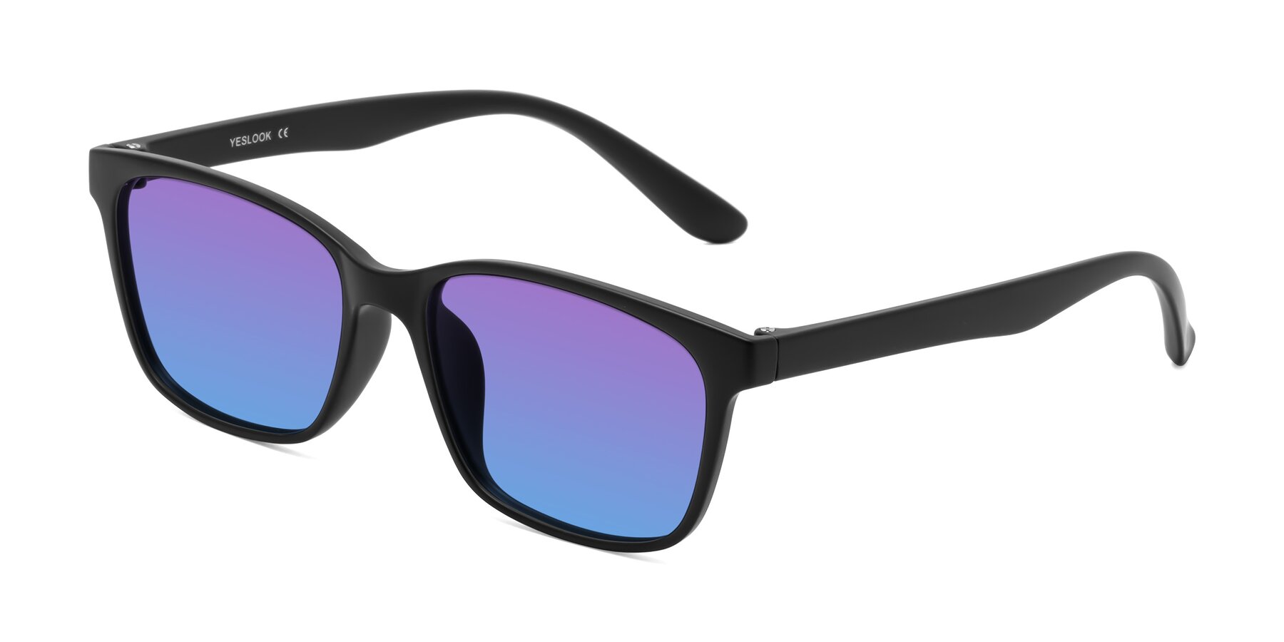 Angle of Simplic in Matte Black with Purple / Blue Gradient Lenses