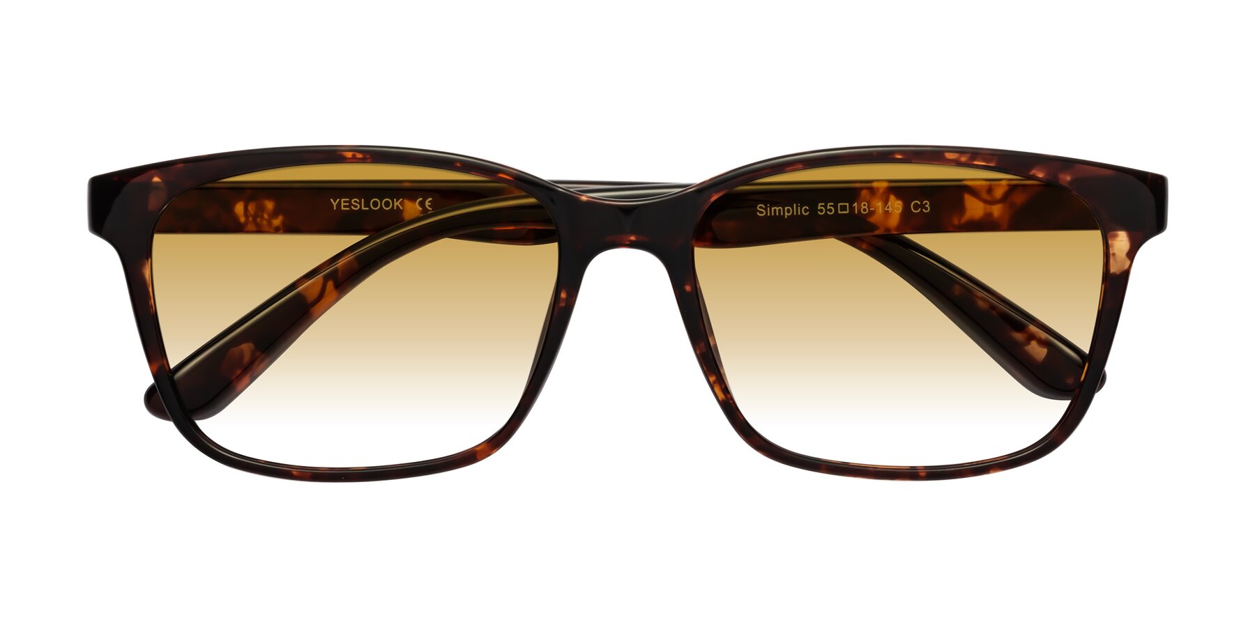 Folded Front of Simplic in Tortoise with Champagne Gradient Lenses