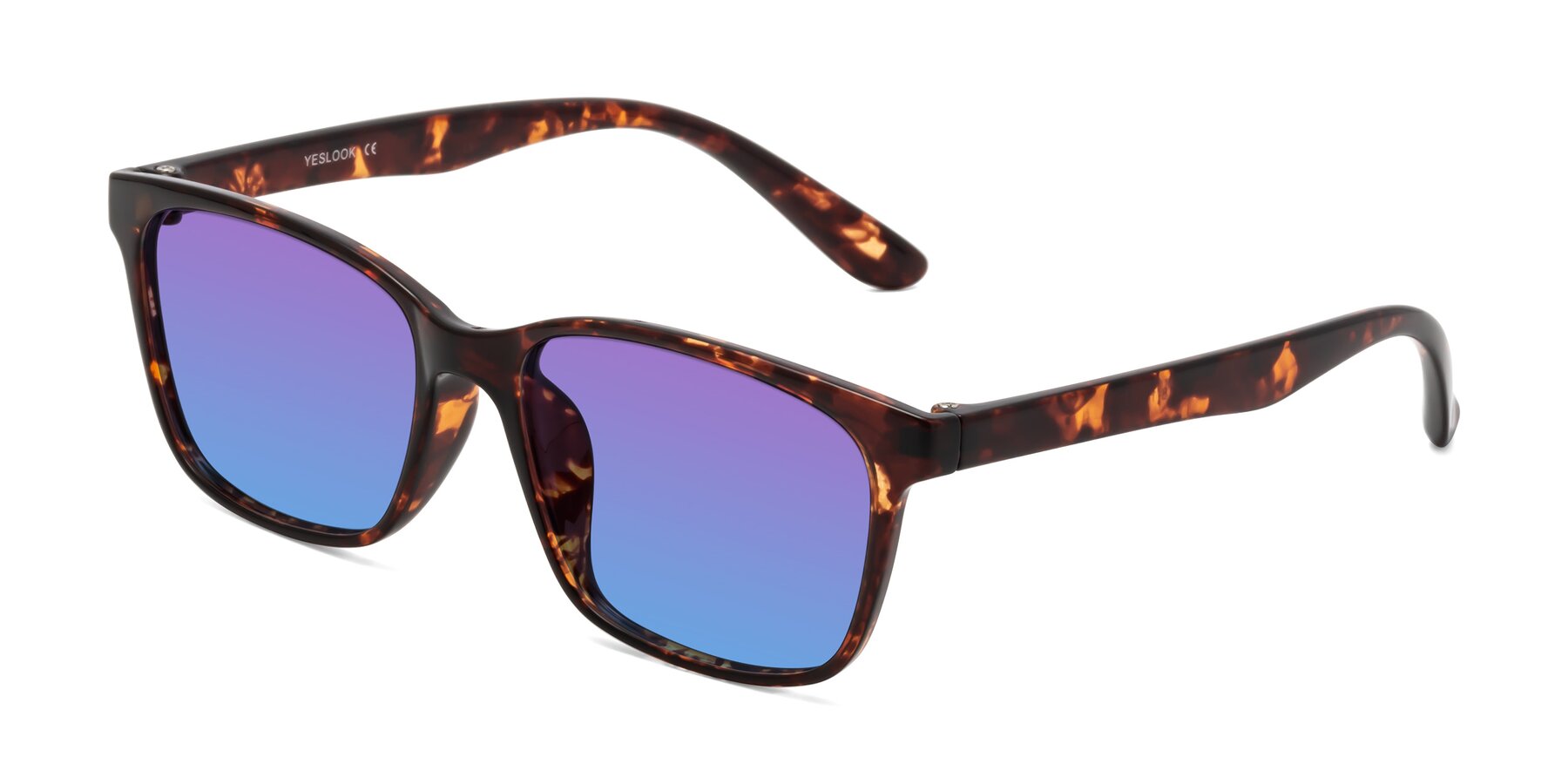 Angle of Simplic in Tortoise with Purple / Blue Gradient Lenses