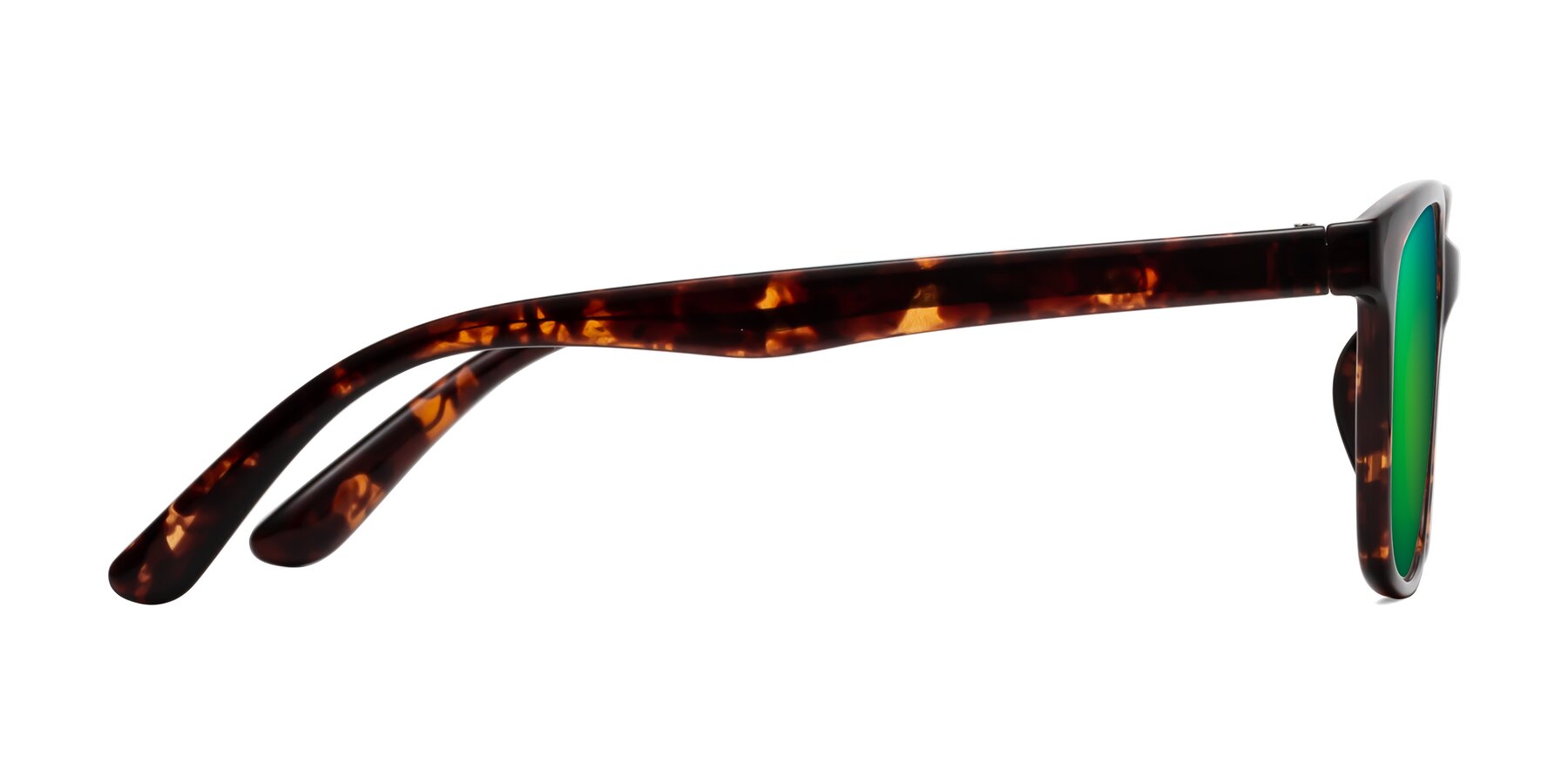 Side of Simplic in Tortoise with Green Mirrored Lenses