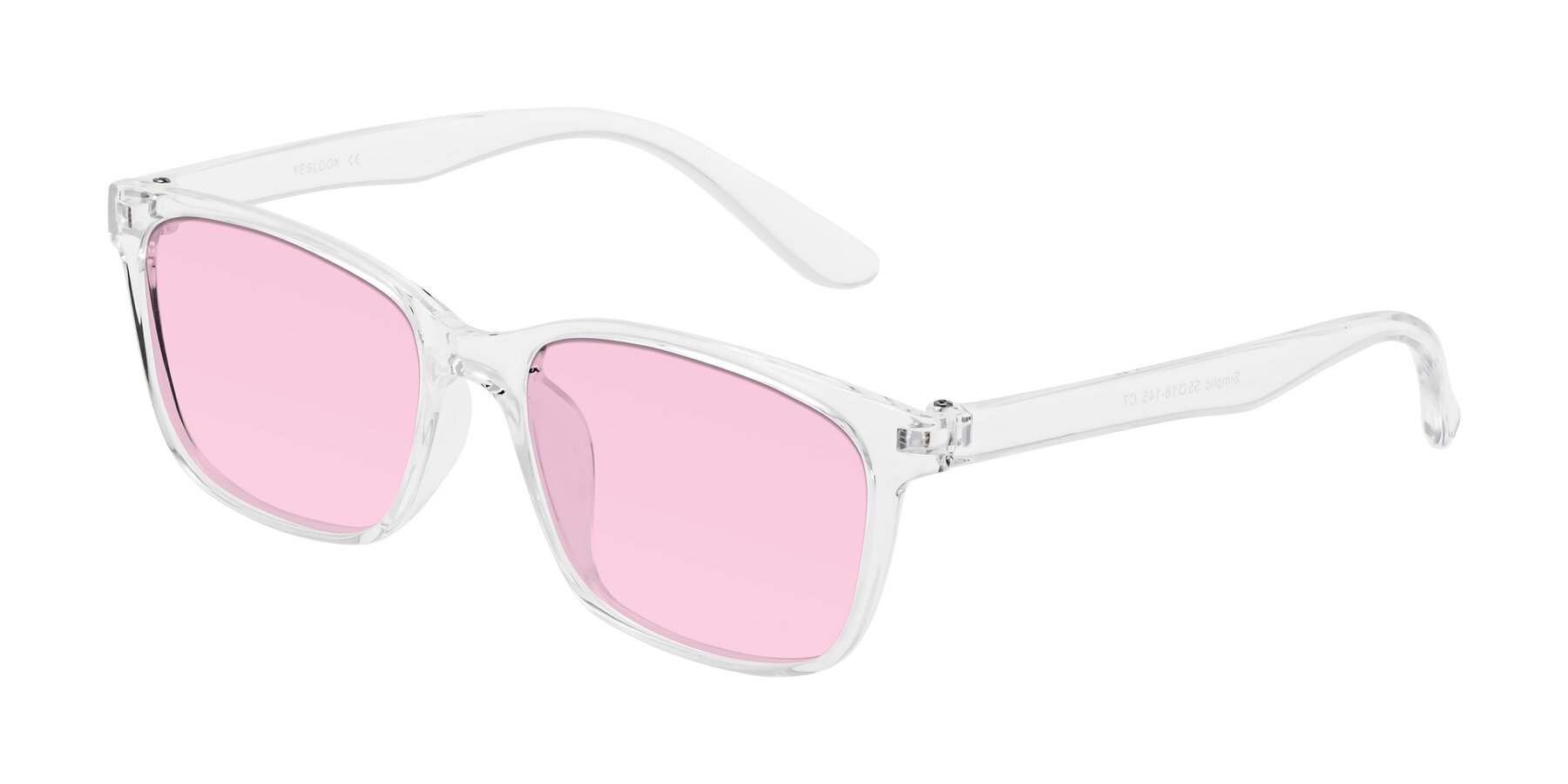 Angle of Simplic in Clear with Light Pink Tinted Lenses