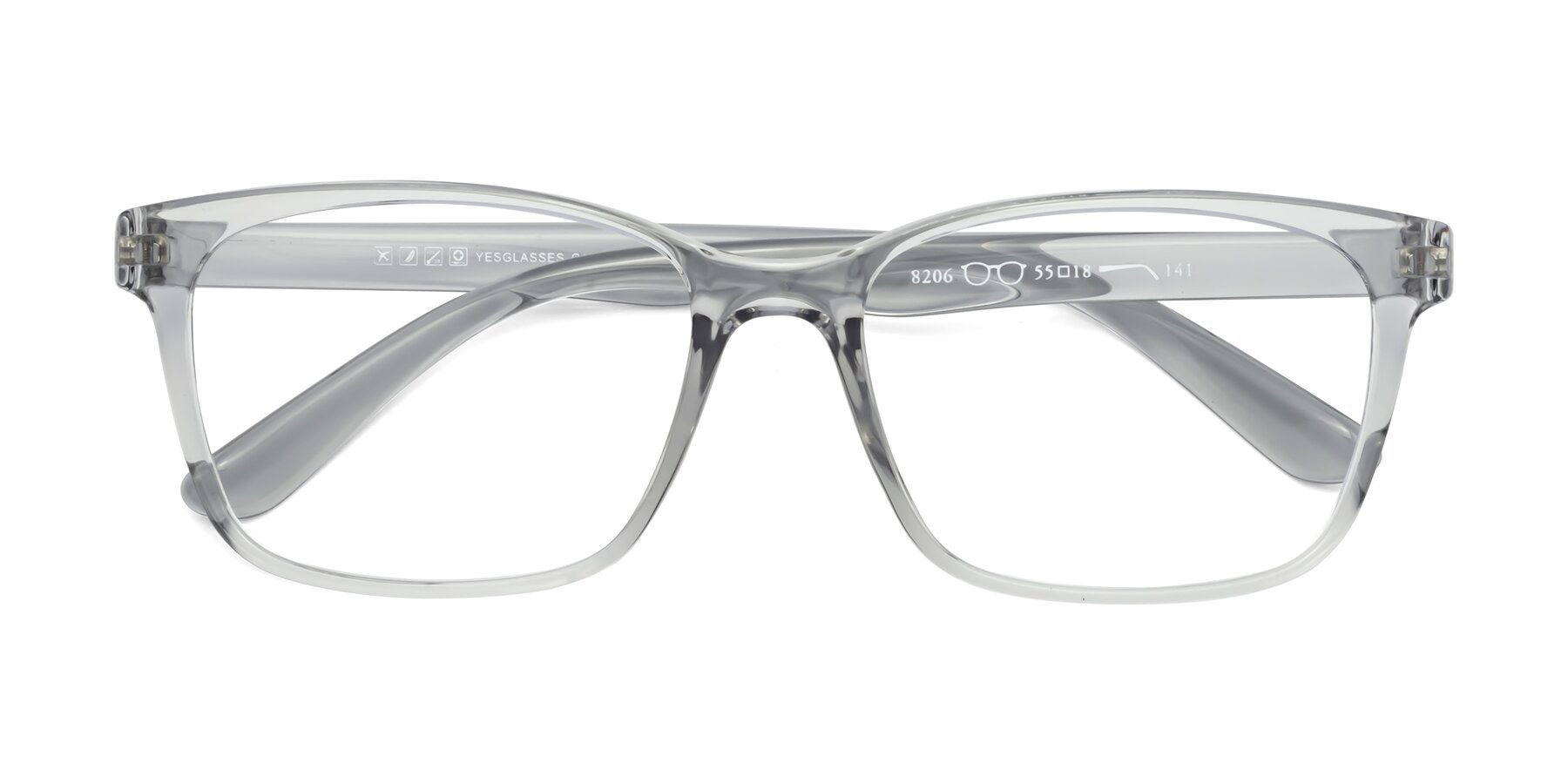 Folded Front of 8206 in Black-Clear with Clear Eyeglass Lenses