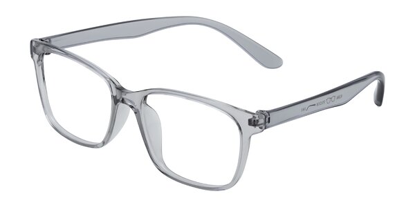 Transparent Gray Low Bridge Fit TR90 Trapezoid Eyeglasses - 8206